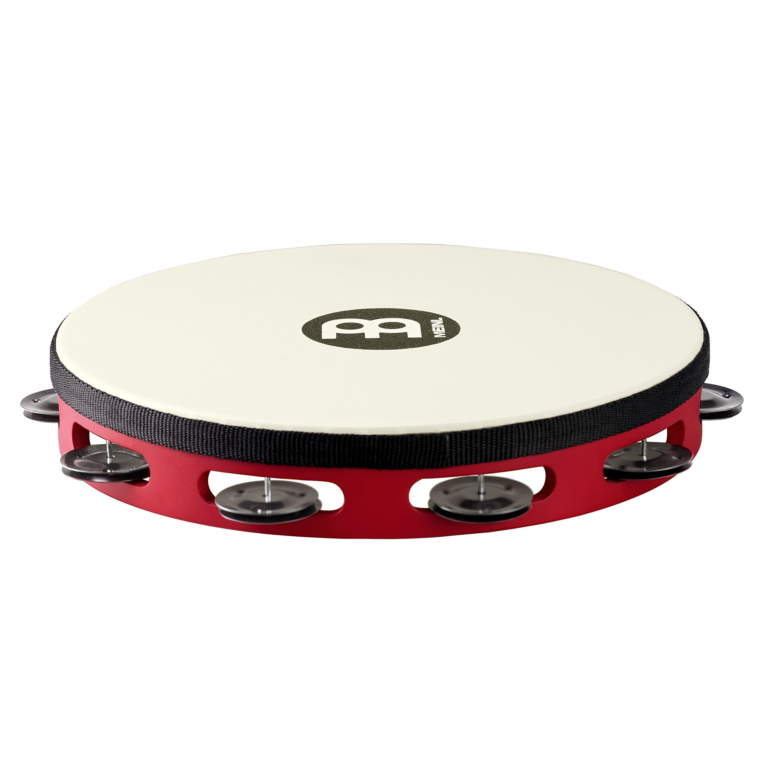 Meinl Percussion TAH1BKRTF Touring 10Inch Wood Tambourine with Synthetic Head and Steel Jingles, 1 Row