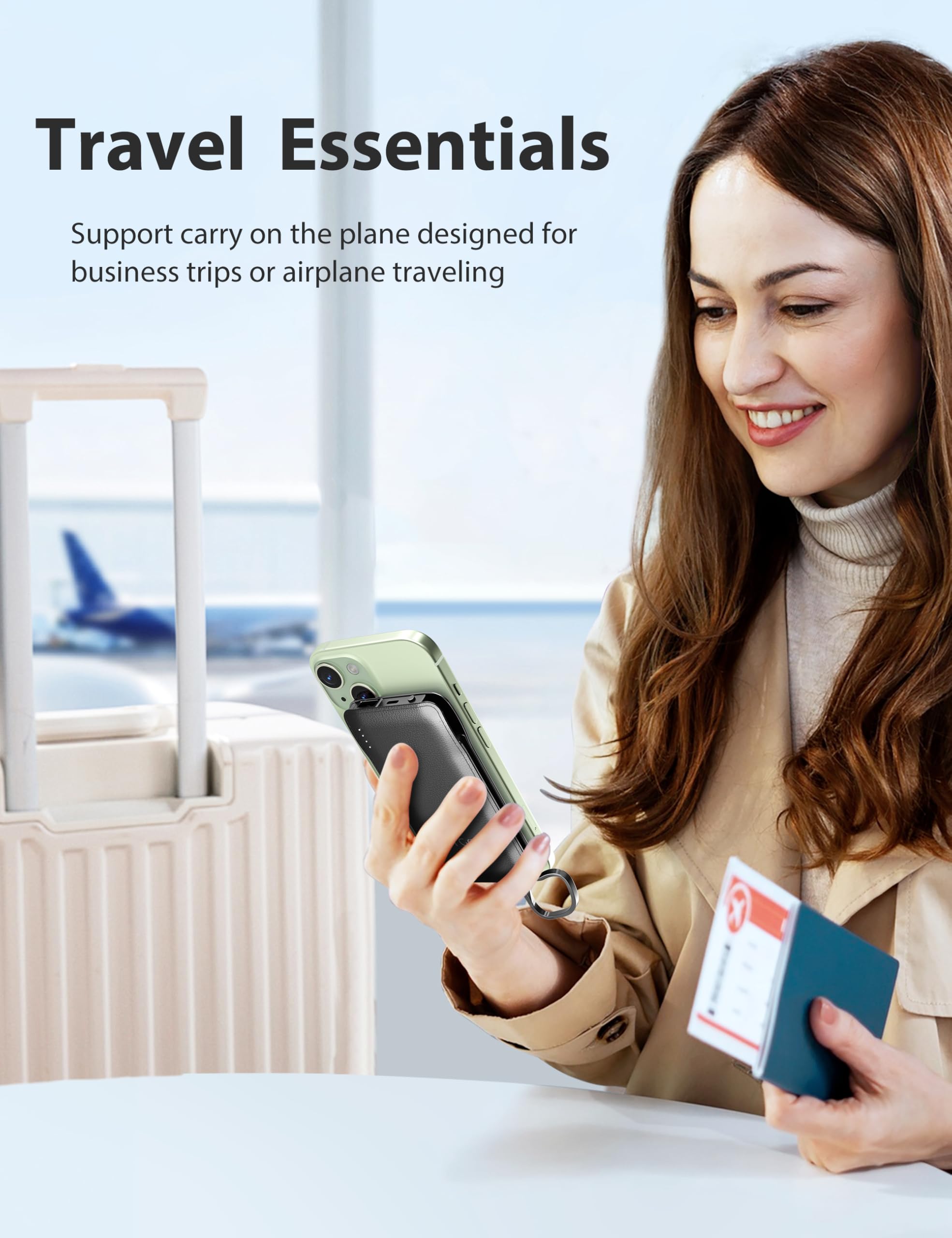 Tg90 10000Mah Portable Charger With Built In Foldable Ac Wall Plug And Cables, Ultra Slim Usb C Power Bank External Battery Pack