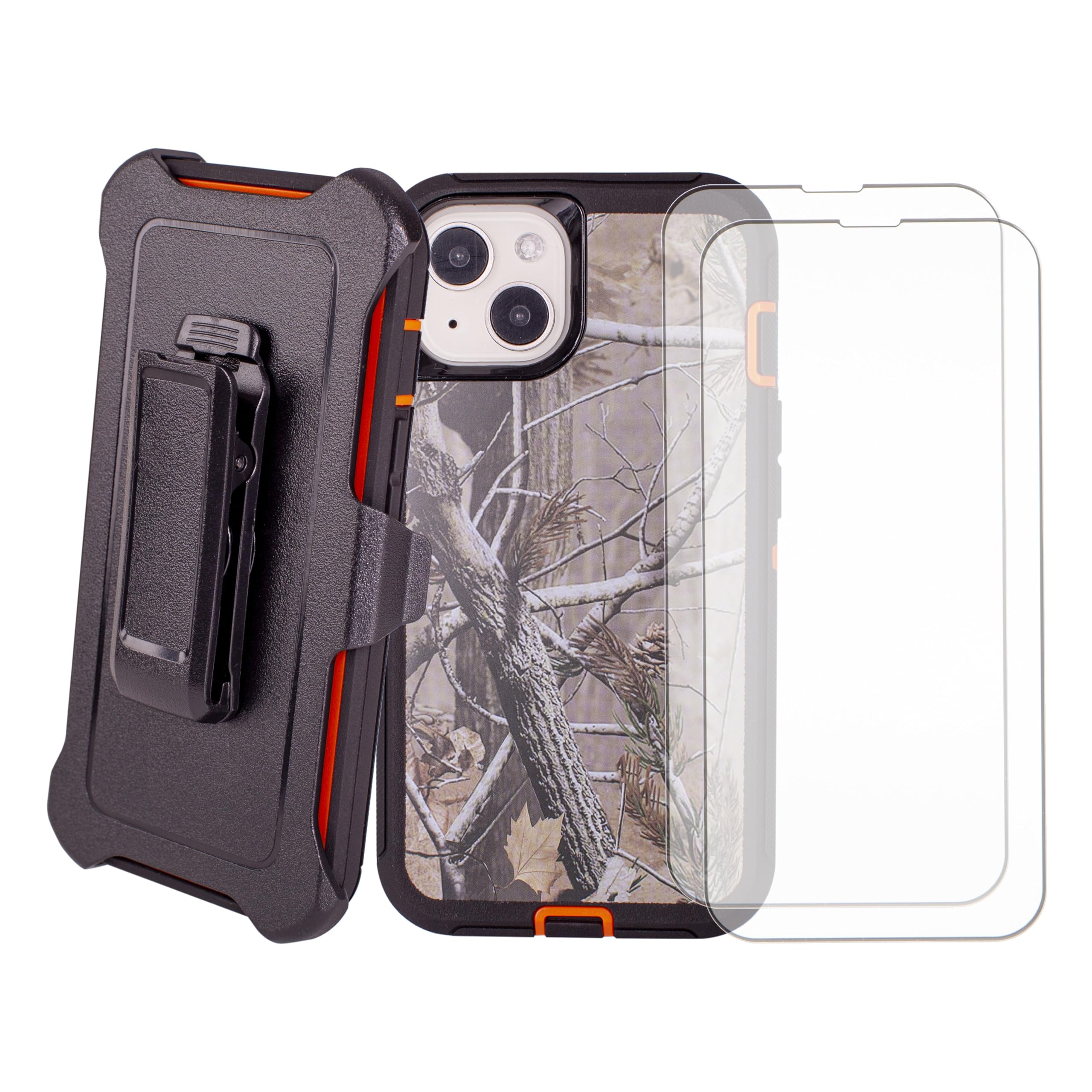 WallSkiN Case for iPhone 14 / iPhone 13 (6.1) with 2 Screen Protectors | Heavy Duty Full Body Military Grade Drop Protection Car