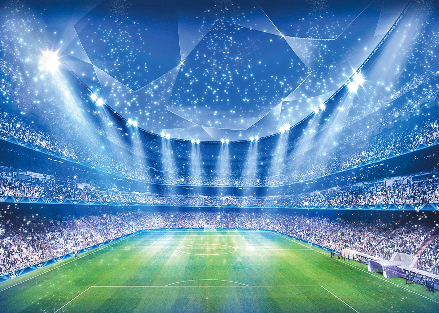 Soccer Field Backdrop Stadium Soccer Competition Fans Night Spotlight Background Adults Man Boy Birthday Party Football Match Wa