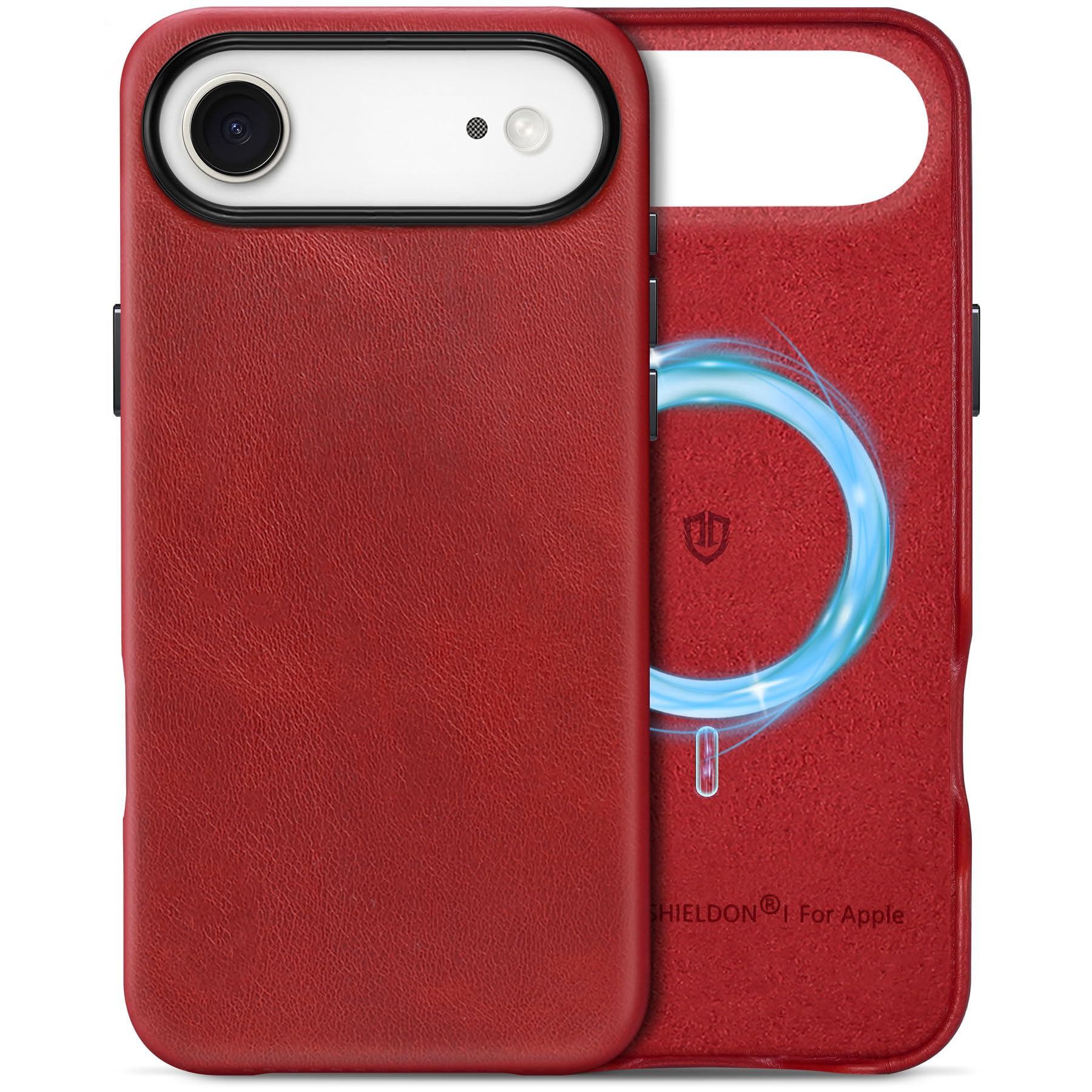 SHIELDON Genuine Leather Case for iPhone Air 6.5 Inch 2025 | Magnetic Wireless Charging, Slim Fit, Non-Slip, Shockproof Protecti