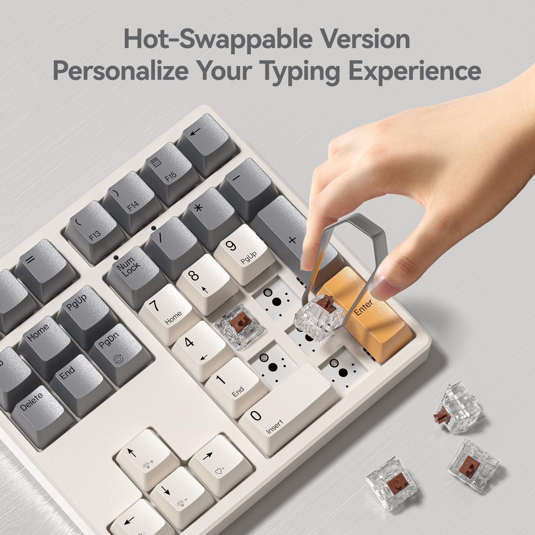 Kisnt KN34 Mechanical Number Pad, 34 Key Wired USB Numeric Keypad, Retro Beige, Hot Swappable PBT Keycaps for Laptop/PC