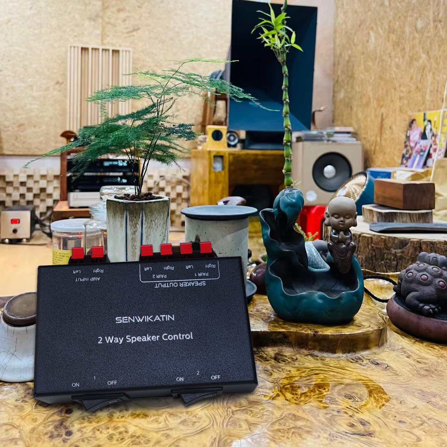 Senwikatin 2 Way Speaker Selector, Passive 2 Zone Distribution Box 150W / Channel With Impedance Protection, Spring Clip Connect