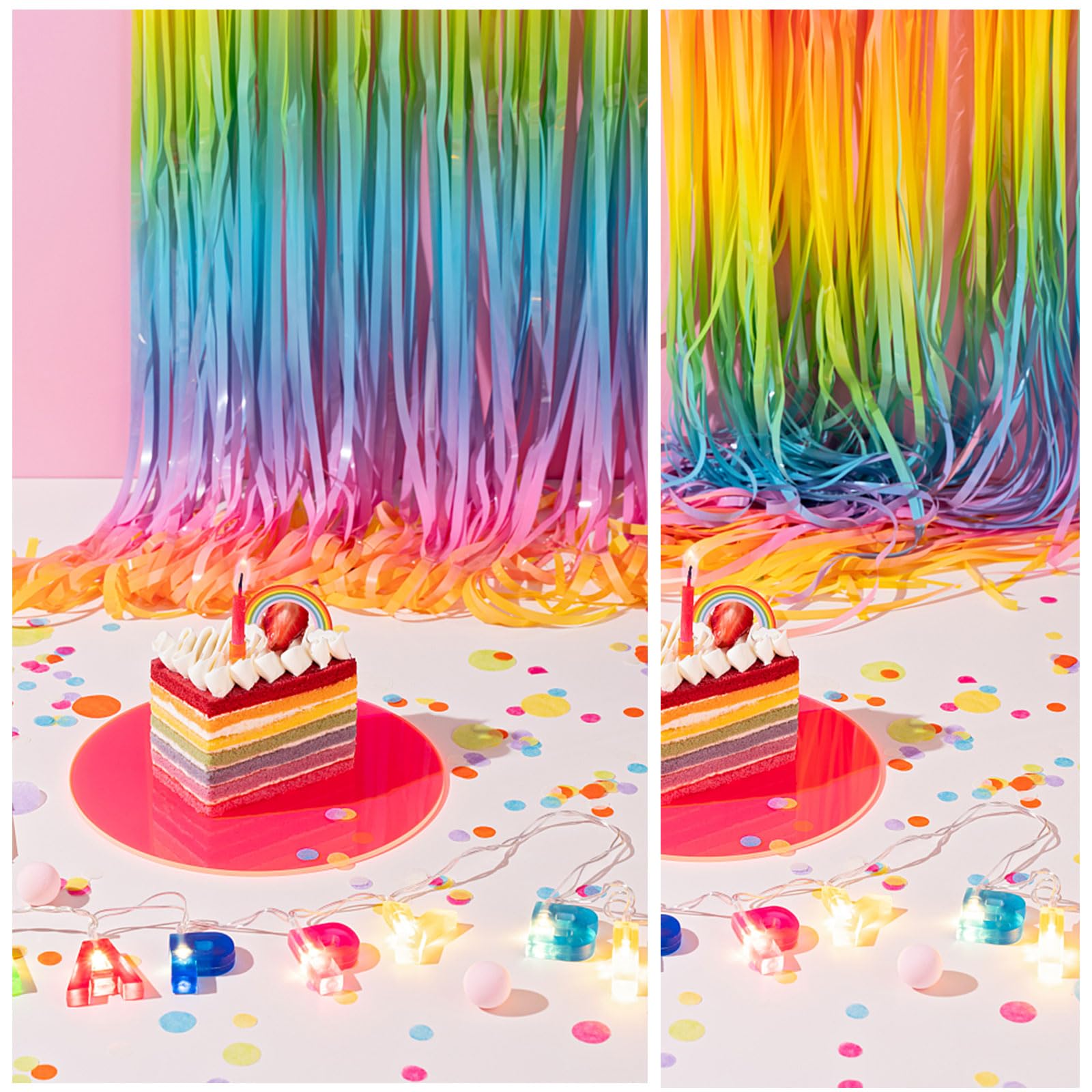 Pastel Rainbow Foil Fringe Curtain Streamers Party Backdrop Foil Fringe Backdrop Curtains Tinsel Streamers For Birthday Party De