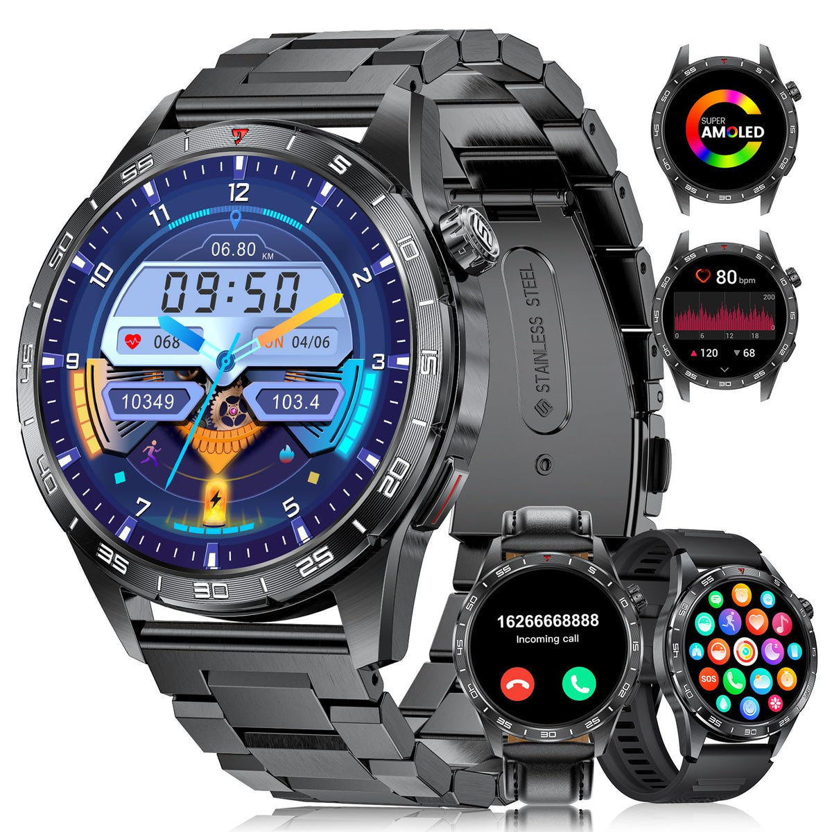 Lige Military Smart Watches For Men(Answer/Make Calls), 1.43 '' Hd Amoled Fitness Tracker With 110+ Sport Modes, 24/7 Heart Rate