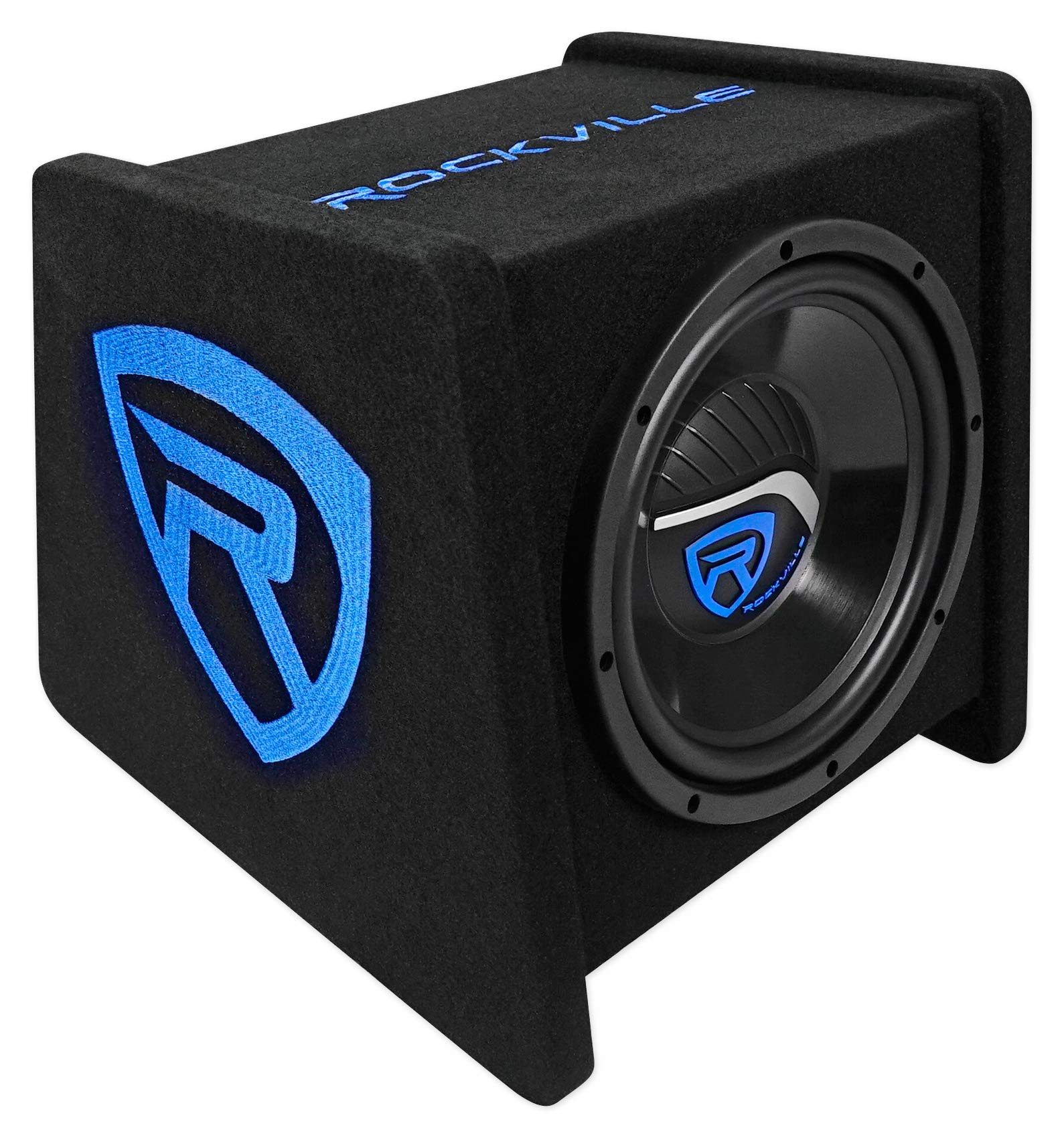 Rockville Rv10.1D 500W 10'' Loaded Car Subwoofer Enclosure+Mono Amplifier+Amp Kit,Black
