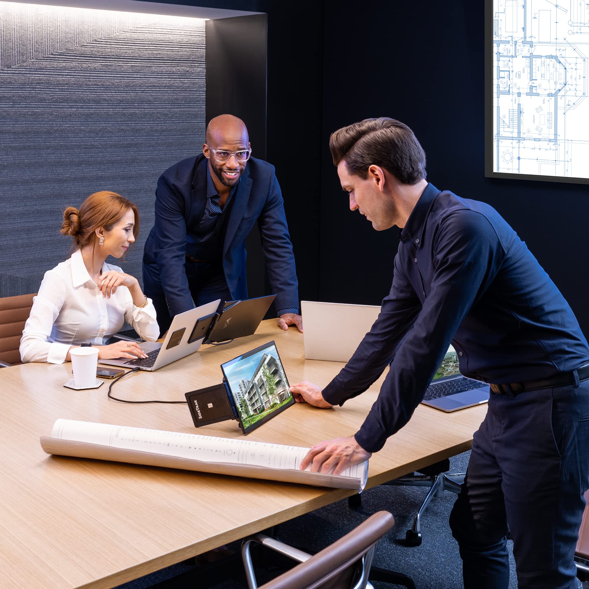 Sidetrak Swivel Pro Triple 13.3'' Ultra Slim Attachable Portable Monitor, Fhd Ips 1080P Laptop Screens With Kickstand + Unique P