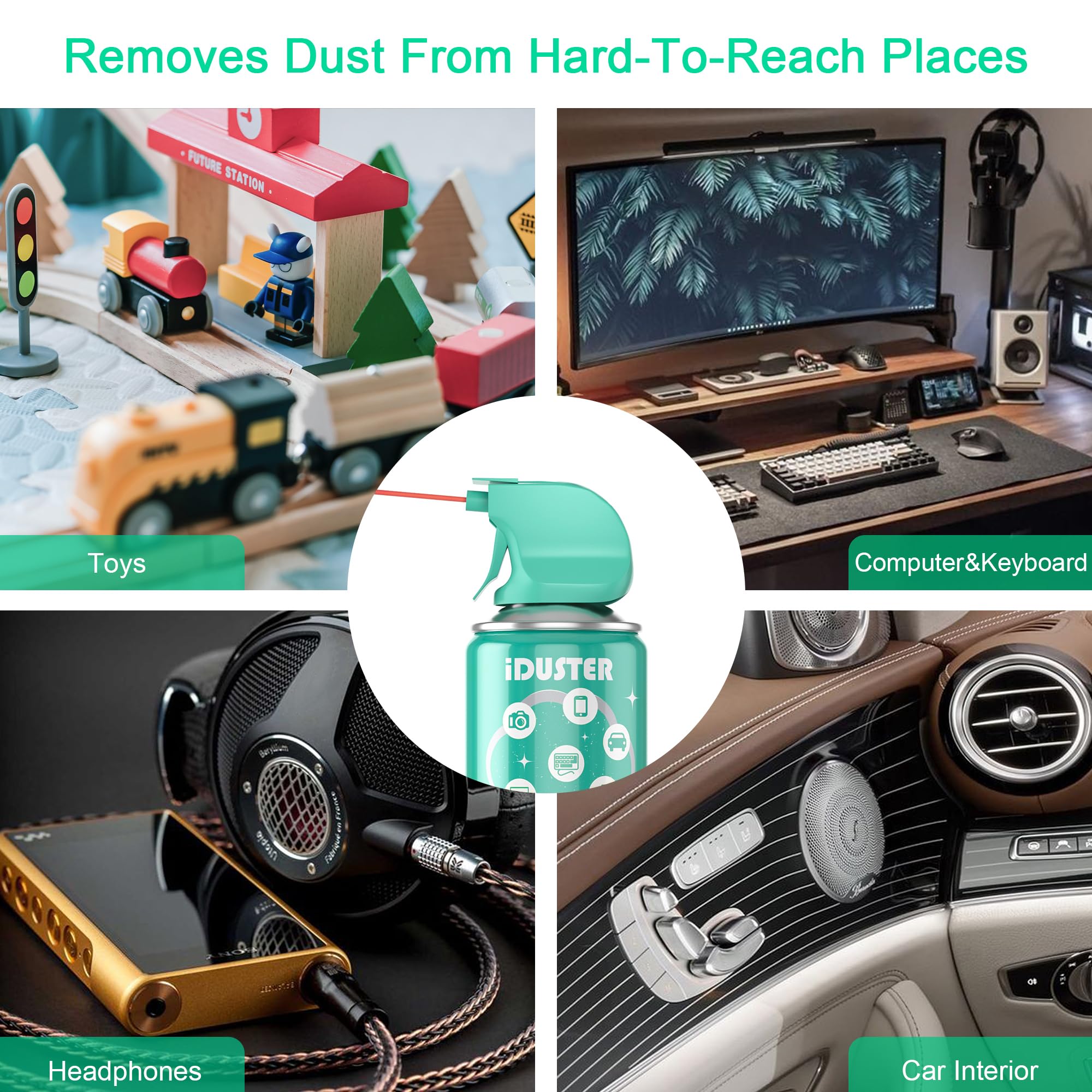 Iduster Compressed Air Duster Can   Canned Air Duster For Computers, Keyboard Cleaner Air Spray, 2 Cans, 3.5Oz