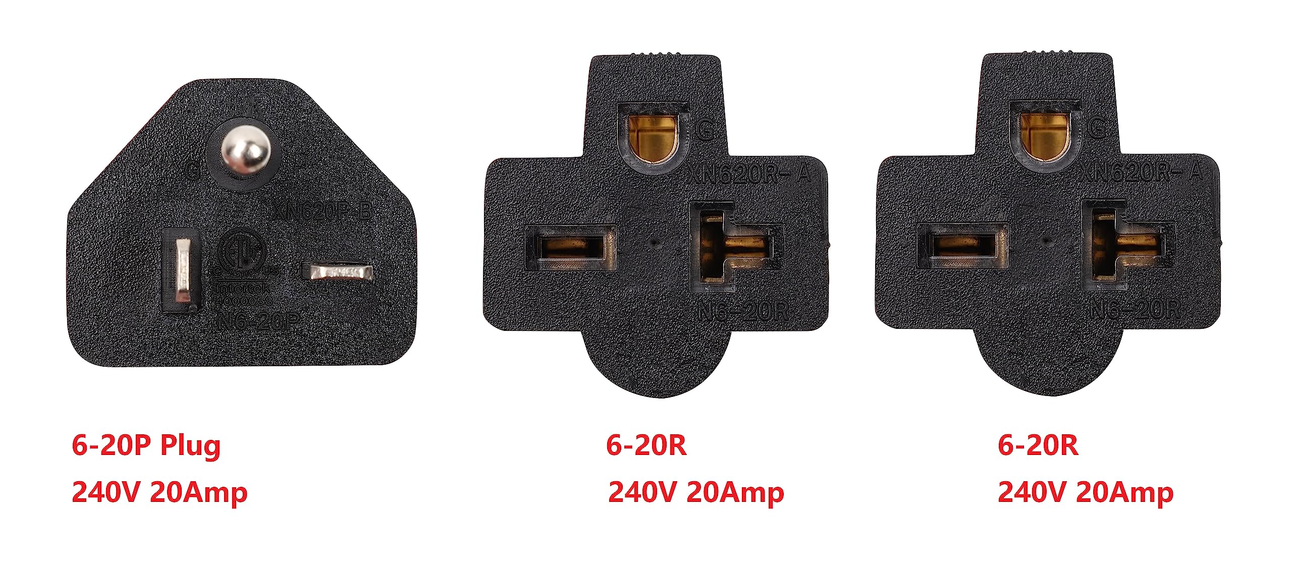 Onetak Nema 6 20P To 2 Outlet 6 20R Y Splitter Stw 3 Feet 240V 20 Amp 3 Prong Male Plug Female Receptacle Welder Welding Dryer P