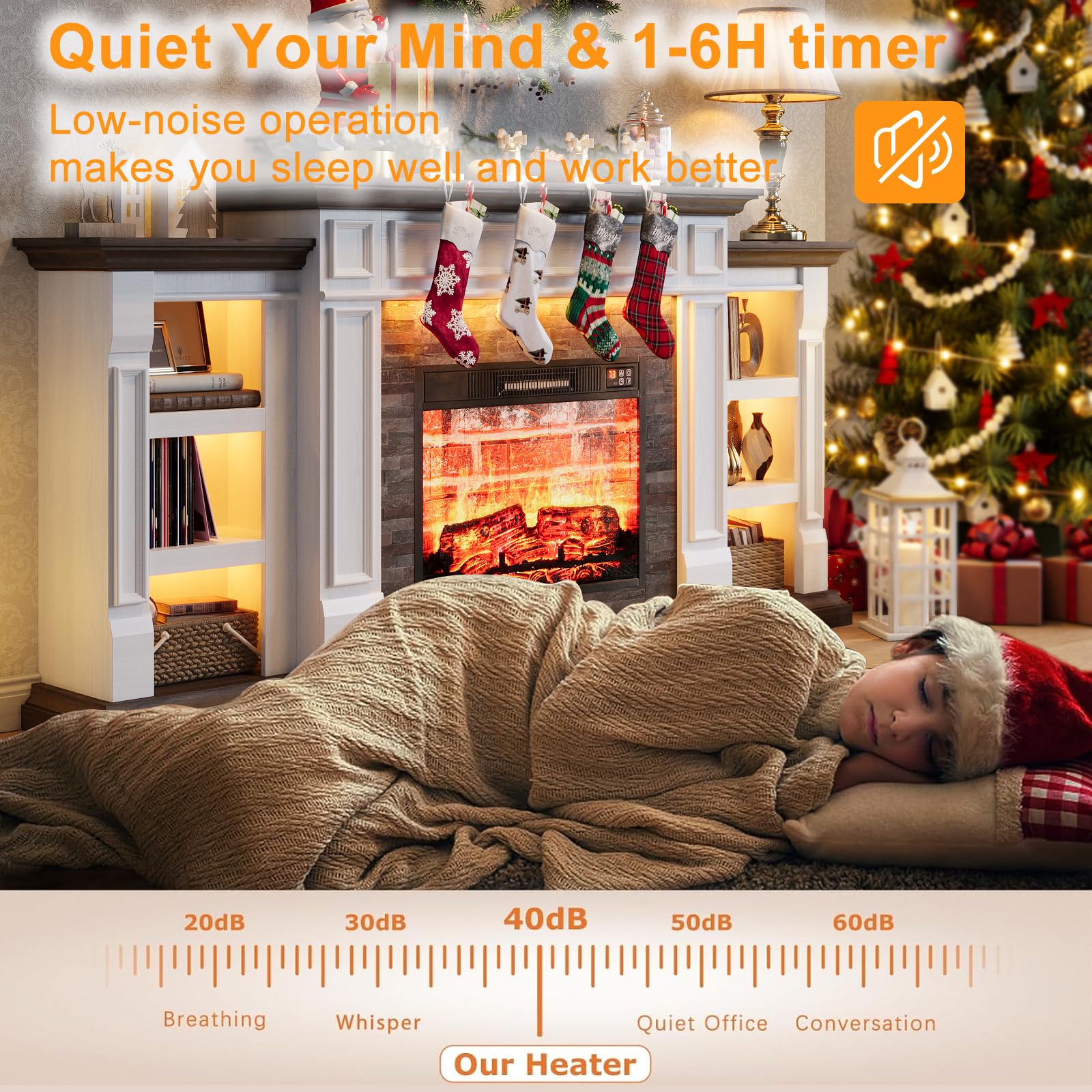 70'' Electric Fireplace With Mantel, Led Fireplace Tv Stand For Tvs Up To 80 Inch, Farmhouse Entertainment Center With Storage,