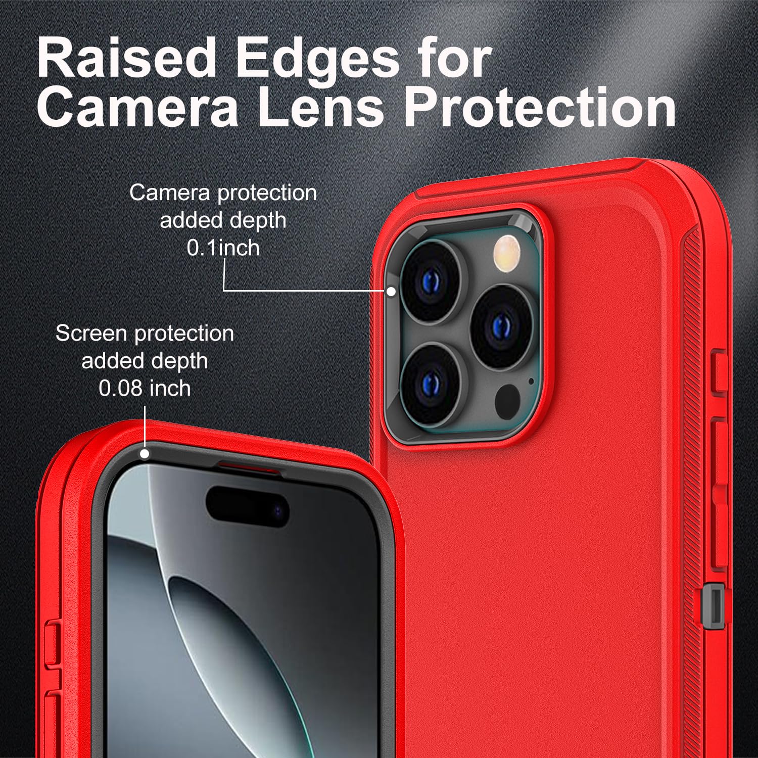 Ykhjklec For Iphone 16 Pro Case, Military Grade 3 In 1 Heavy Duty Shockproof/Drop Proof/Dust Proof Case With 2Pcs Tempered Glass