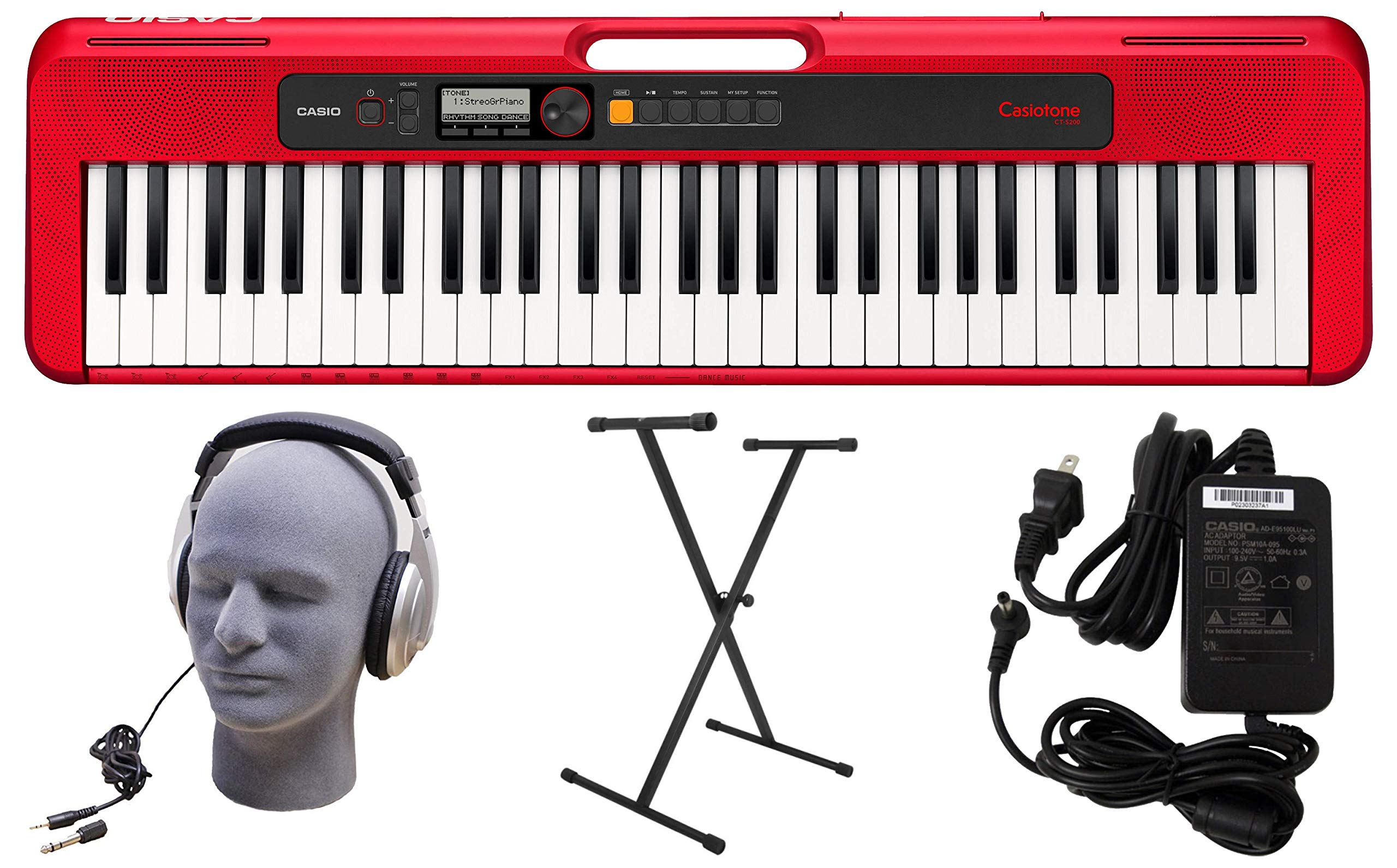 Casio Ct S200Rd 61 Key Premium Keyboard Pack With Stand, Headphones & Power Supply, Red (Cas Cts200Rd Ppk)