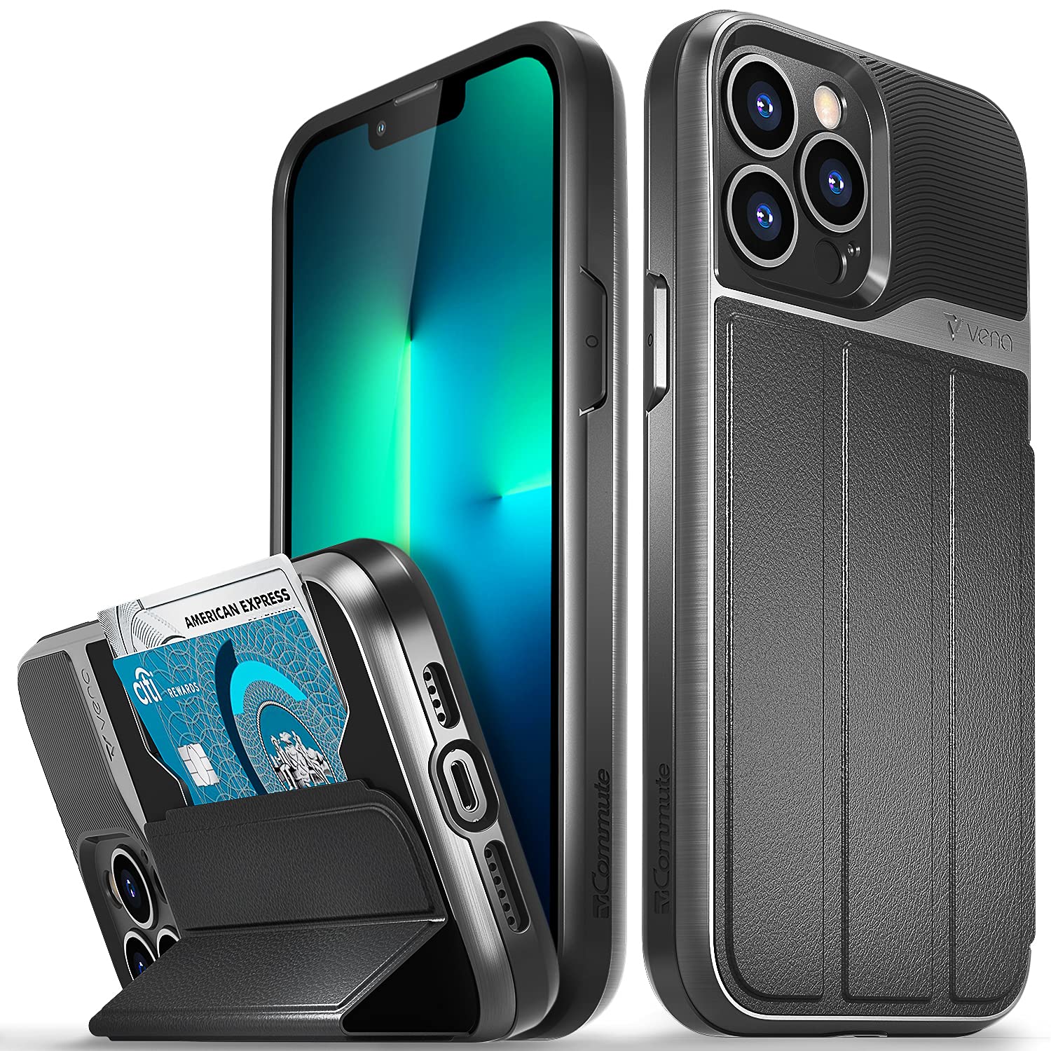 VENA Wallet Case Compatible with Apple iPhone 13 Pro Max (6.7-inch), vCommute (Military Grade Drop Protection) Flip Leather Cove