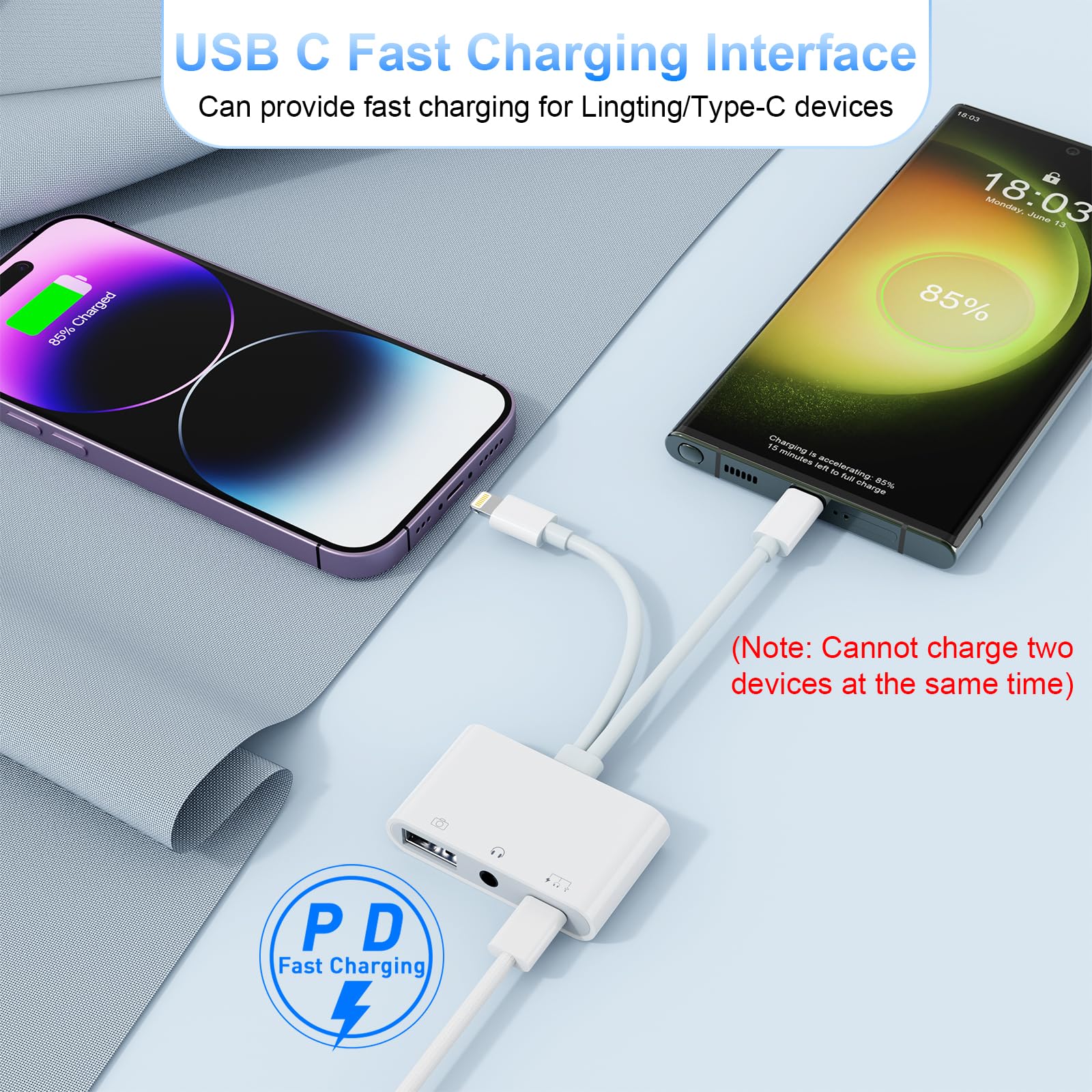 Usb C Lightning To Usb Camera Adapter With Charging Port [Mfi Certified] Usb C To Usb Otg Adapter With Usb+Usb C Charging+3.5Mm Headphone For Iphone 15/Iphone/Ipad To Usb Flash Drive Reader/Keyboard