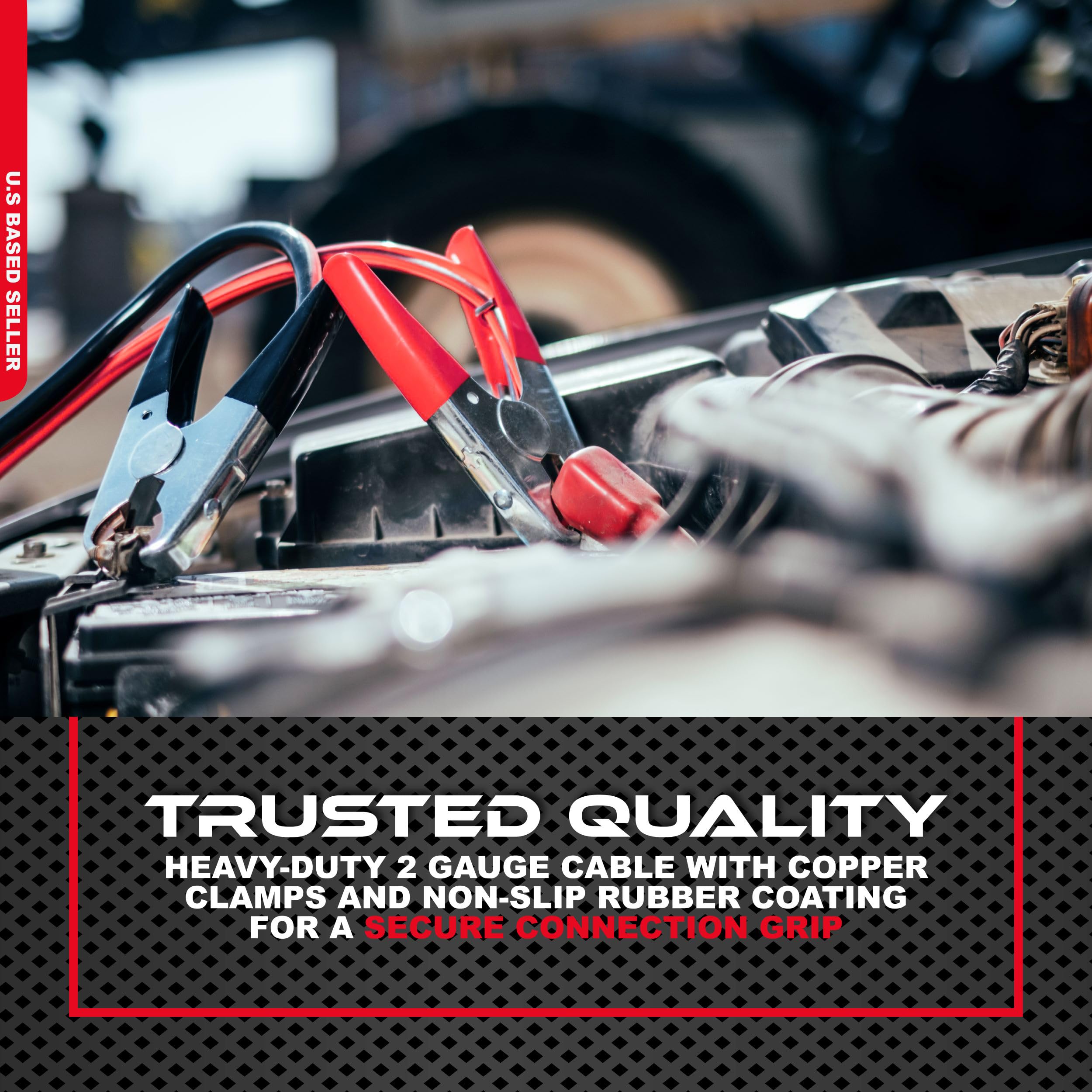 Abn Jumper Cables, 25Ft Long, 2 Gauge, 600 Amp   Commercial Automotive Vehicle Booster Cables   Motorcycle Car Atv