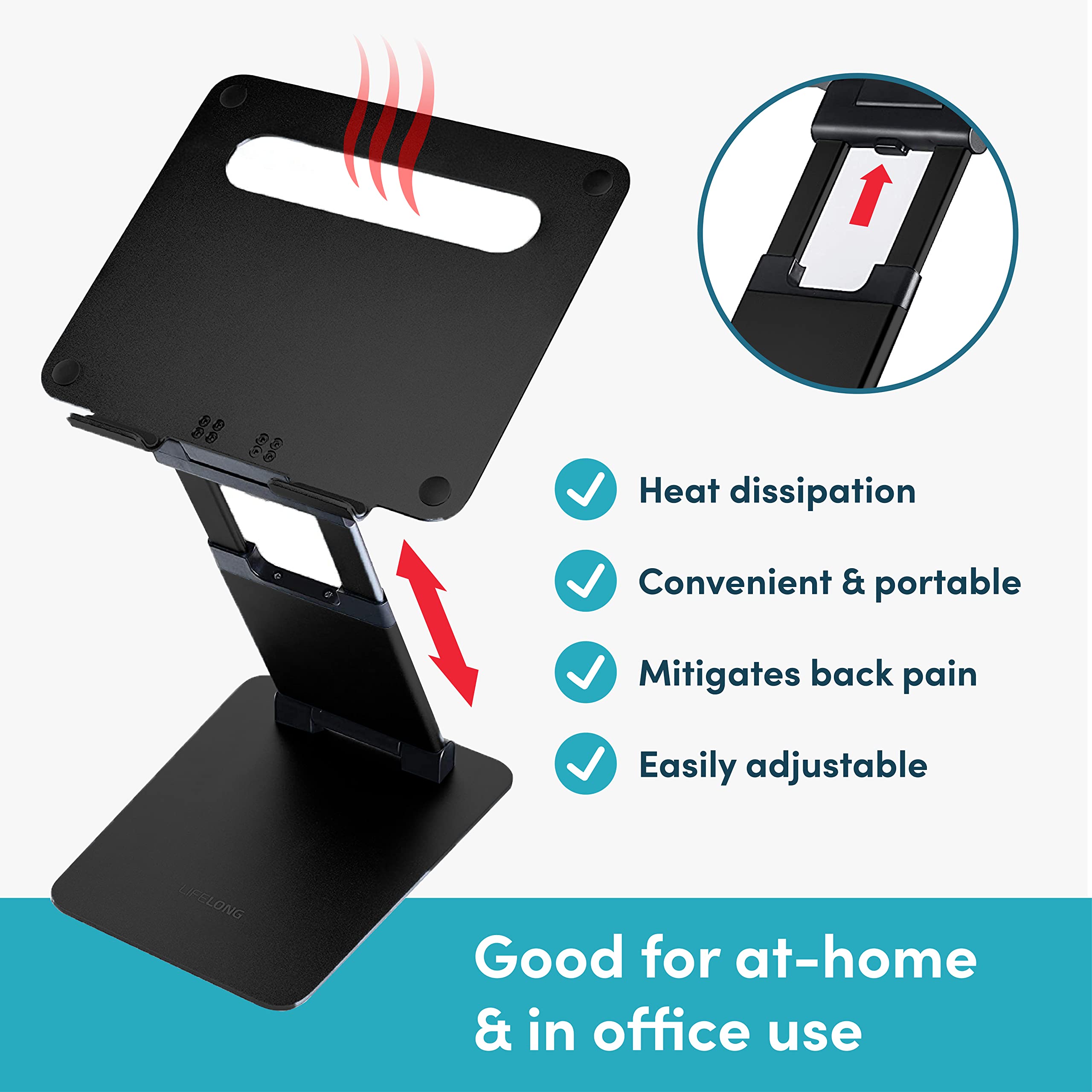 Ergonomic Laptop Stand For Desk, Adjustable Height Up To 20'', Laptop Riser Computer Stand For Laptop, Portable Laptop Stands, F