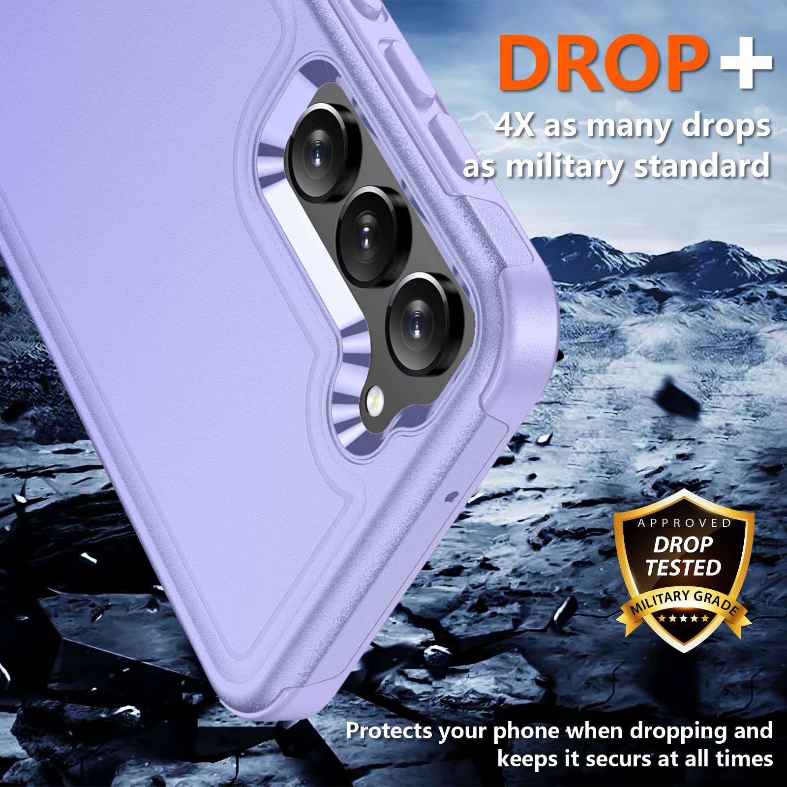 SPIDERCASE Samsung Galaxy S23 Case 10 FT Military Drop Protection with Screen & Camera Protectors Light Purple
