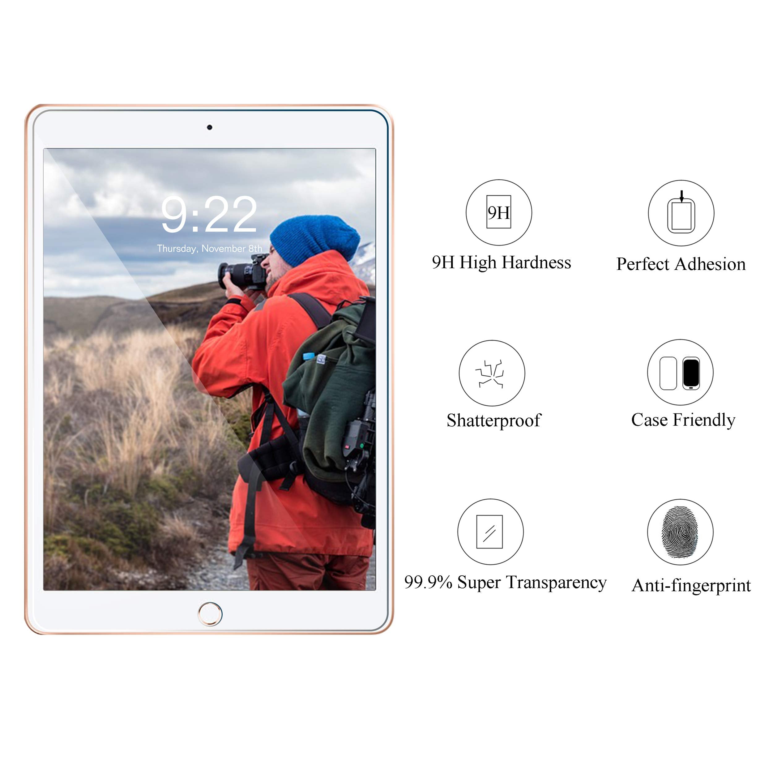 Ailun Screen Protector For Ipad 9Th 8Th 7Th Generation (10.2 Inch, Ipad 9/8/7, 2021&2020&2019) Tempered Glass/Apple Pencil Compa