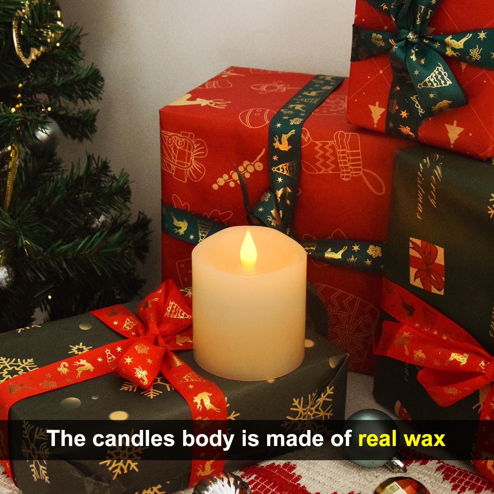 Genwelled Life Plus 3X3 Flameless Candles With Remote Set Of 1, 3 Inch Battery Candles Flickering With Timer, Led Pillar Candle