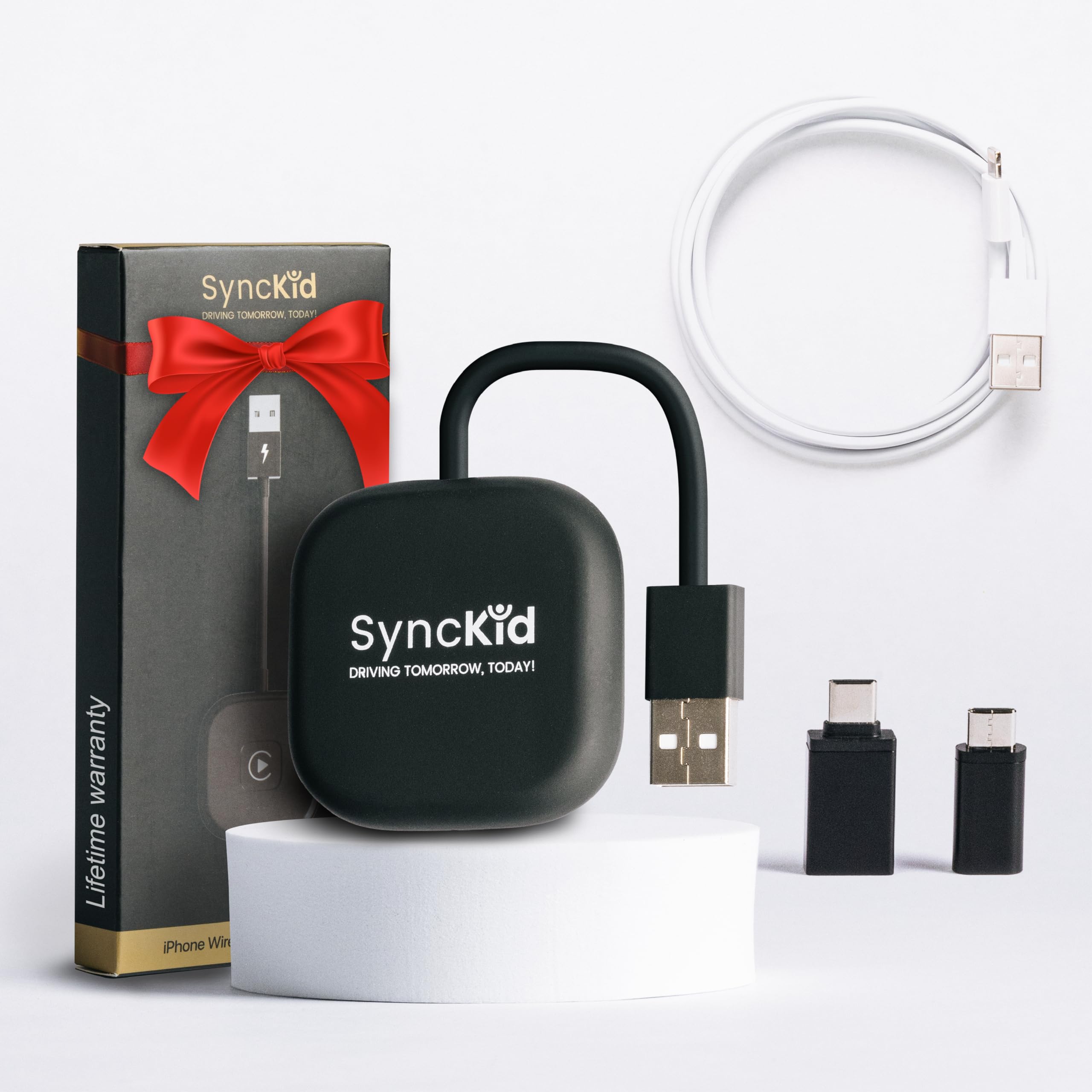 Synckid Upgraded Wireless Carplay Adapter Kit For Cars With Factory Wired Carplay   2024 Model W/Fastest Plug & Play, Auto Conne