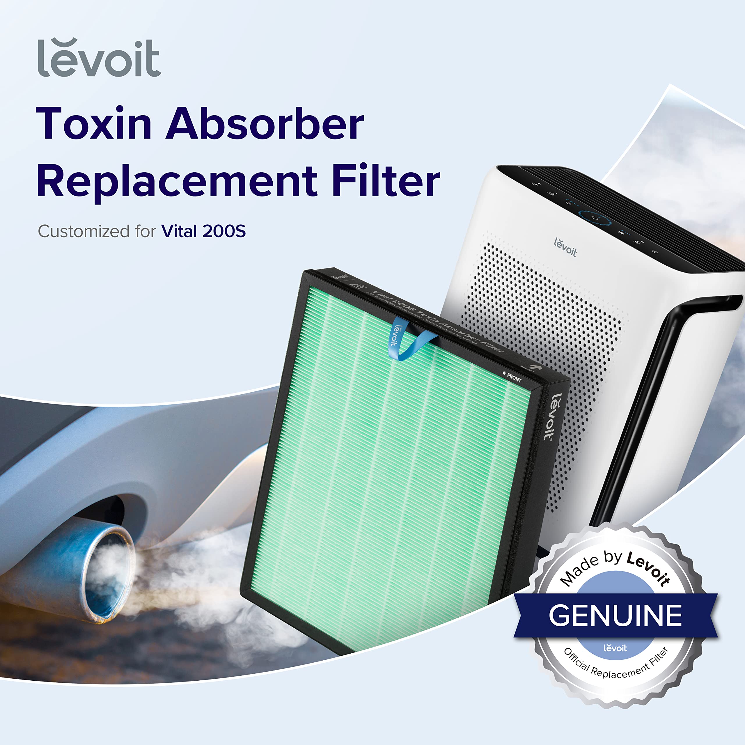 Levoit Vital 200S Toxin Absorber Air Purifier Replacement, 3 In 1 Hepa, High Efficiency Activated Carbon Filter, Vital 200S Rf T