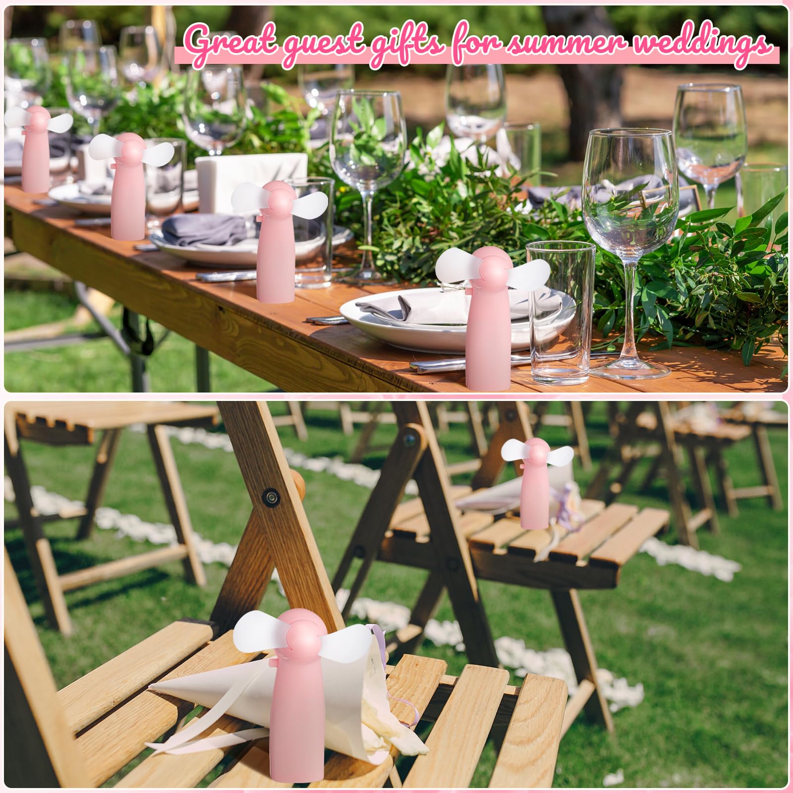 Rossesay 24 Pcs Mini Portable Fan Bulk Powerful Handheld Fan Electric Personal Battery Hand Fan For Indoor Outdoor Wedding Favor