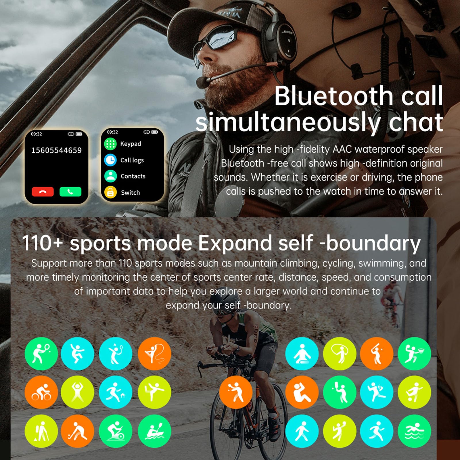 Yoimjoyfun Mens Smartwatch, 1.85-Inch Large Display, Android-Enabled Smart Fitness Watch, Takes And Makes Calls (Black)