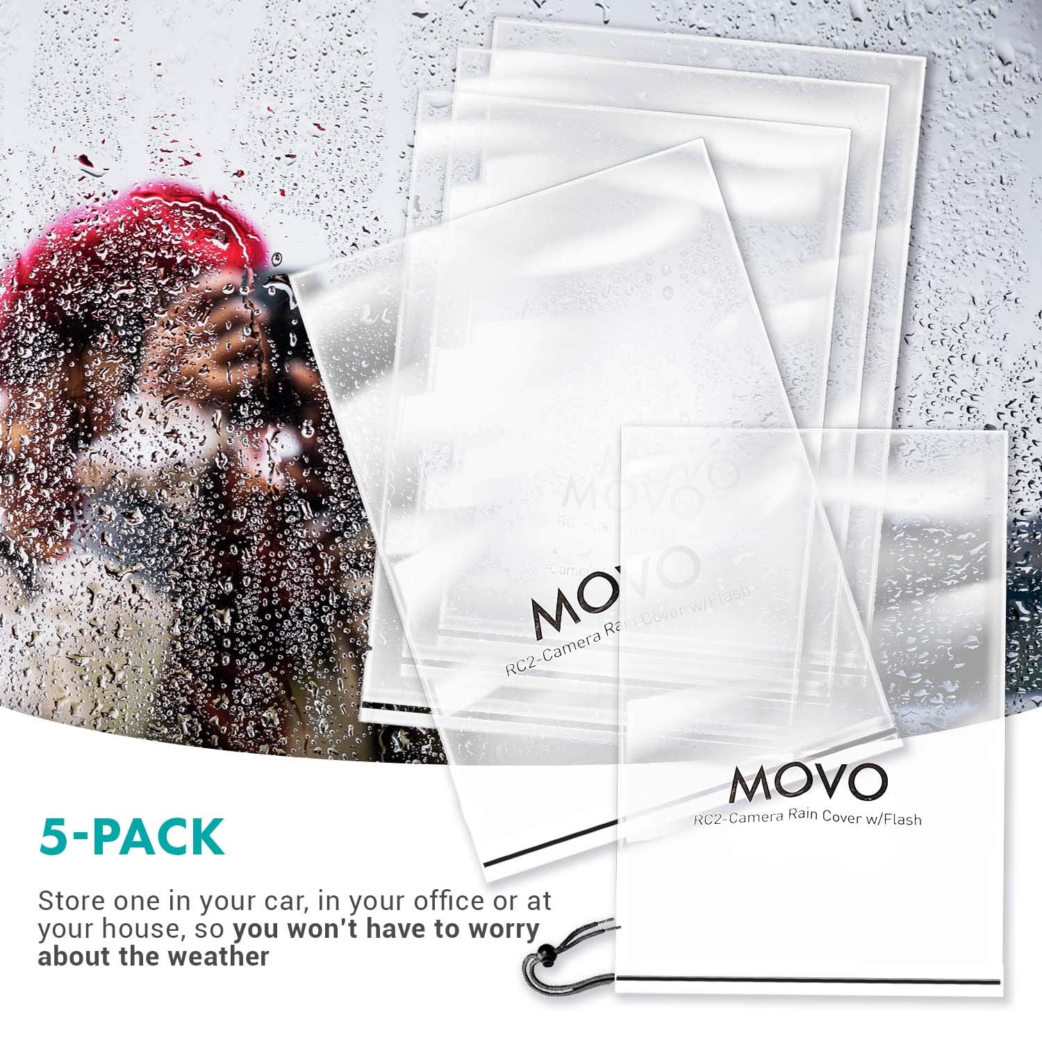 Movo (5 Pack) Rc1 Clear Rain Cover For Dslr Camera And Lens Up To 18 Long