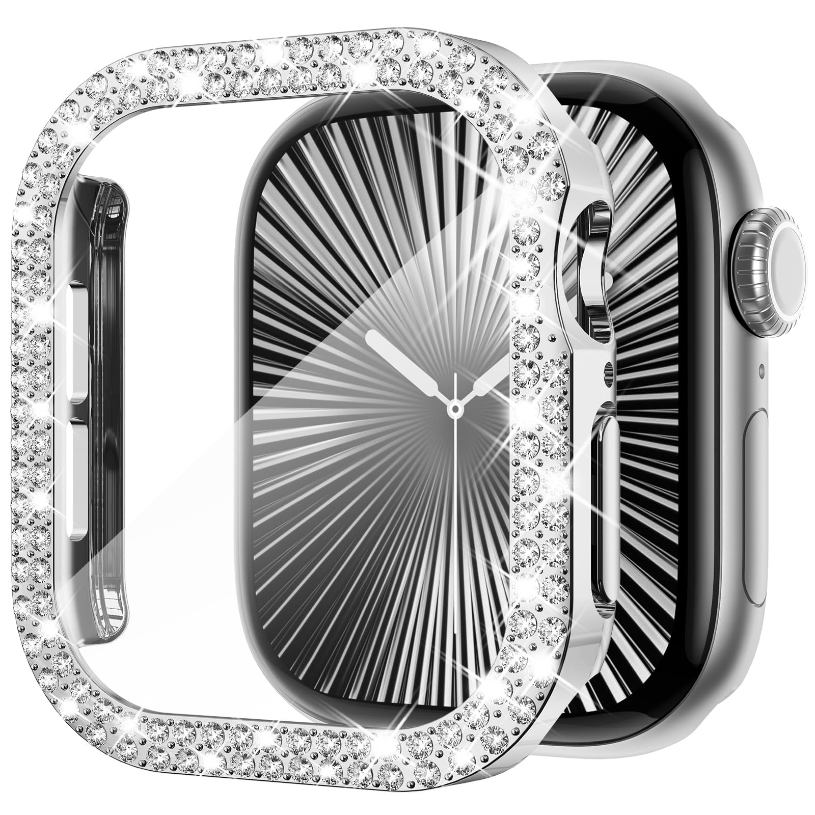 Kades Compatible For Apple Watch Series 10 Bling Protective Case With No Black Edged Built In Screen Protector For Apple Watch 4