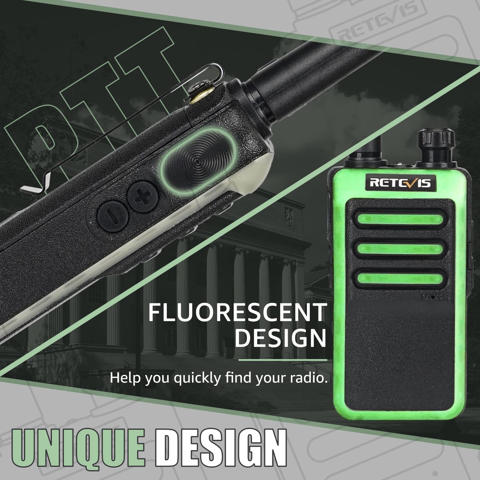 Retevis Rb66 Fast Charging Two Way Radio,2 Way Radios Walkie Talkies Long Range,Flashlight,Fluorescent Design,Usb C Charging,Frs Walkie Talkie For Campground Salon Event Planning(10 Pack)