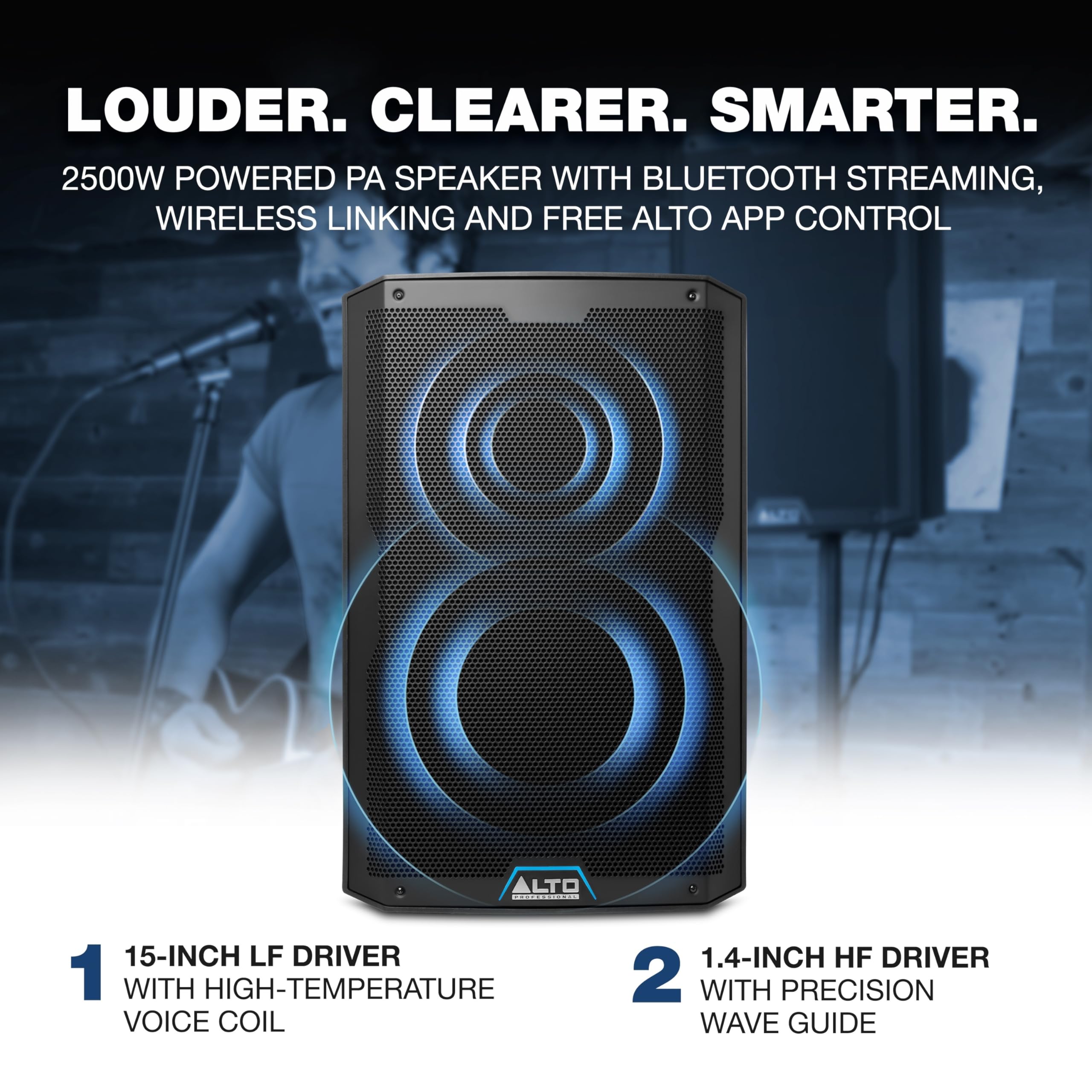 Alto Professional Ts415   2500W 15 Powered Pa Speaker With 3 Channel Mixer, Bluetooth Streaming, Wireless Loudspeaker Linking, D