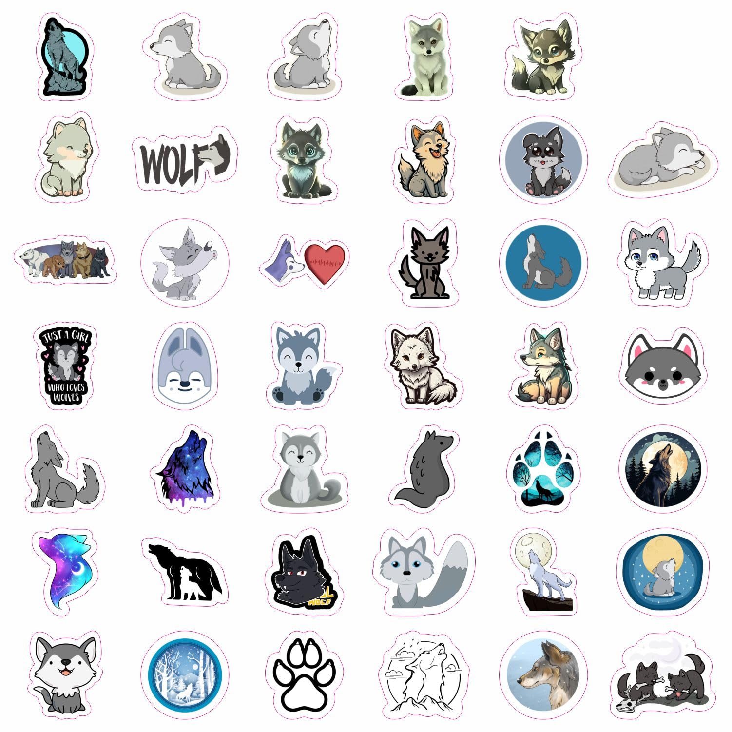 Cute Wolf Stickers For Water Bottle And Laptop   Wolf Party Favors & Decorations, Waterproof Vinyl Decals, Cute Animal And Wildl