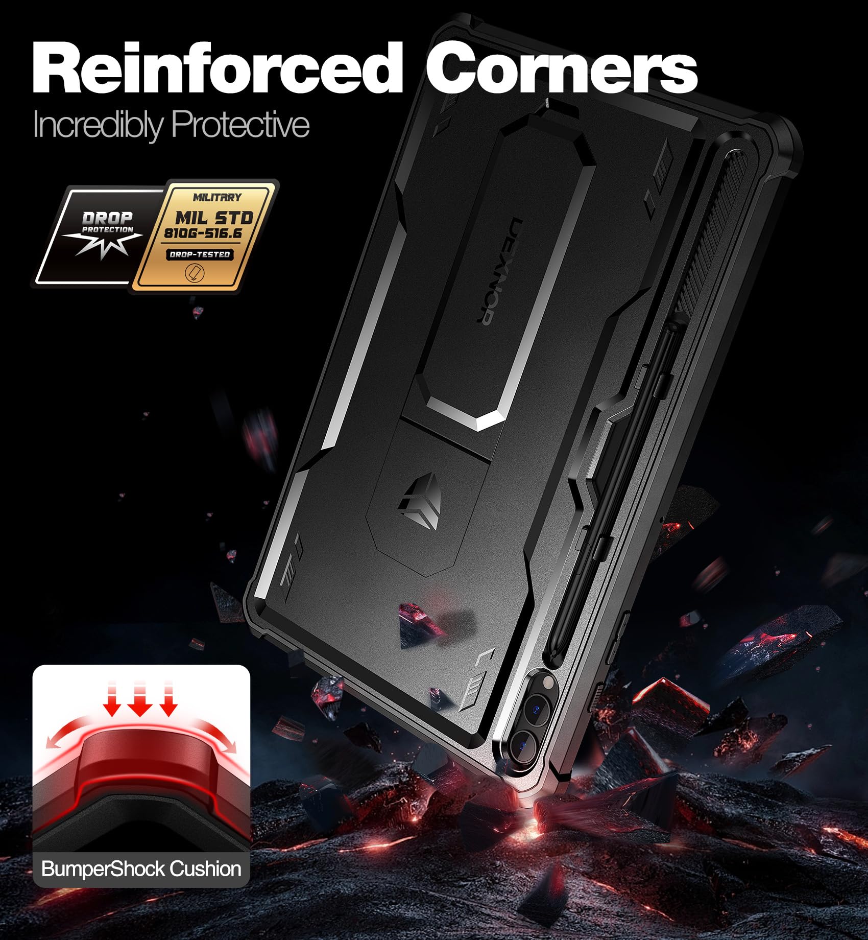 Dexnor Case For Samsung Galaxy Tab S9 Plus 12.4 Inch (2023), [Built In Screen Protector & Kickstand] With Pen Holder Heavy Duty