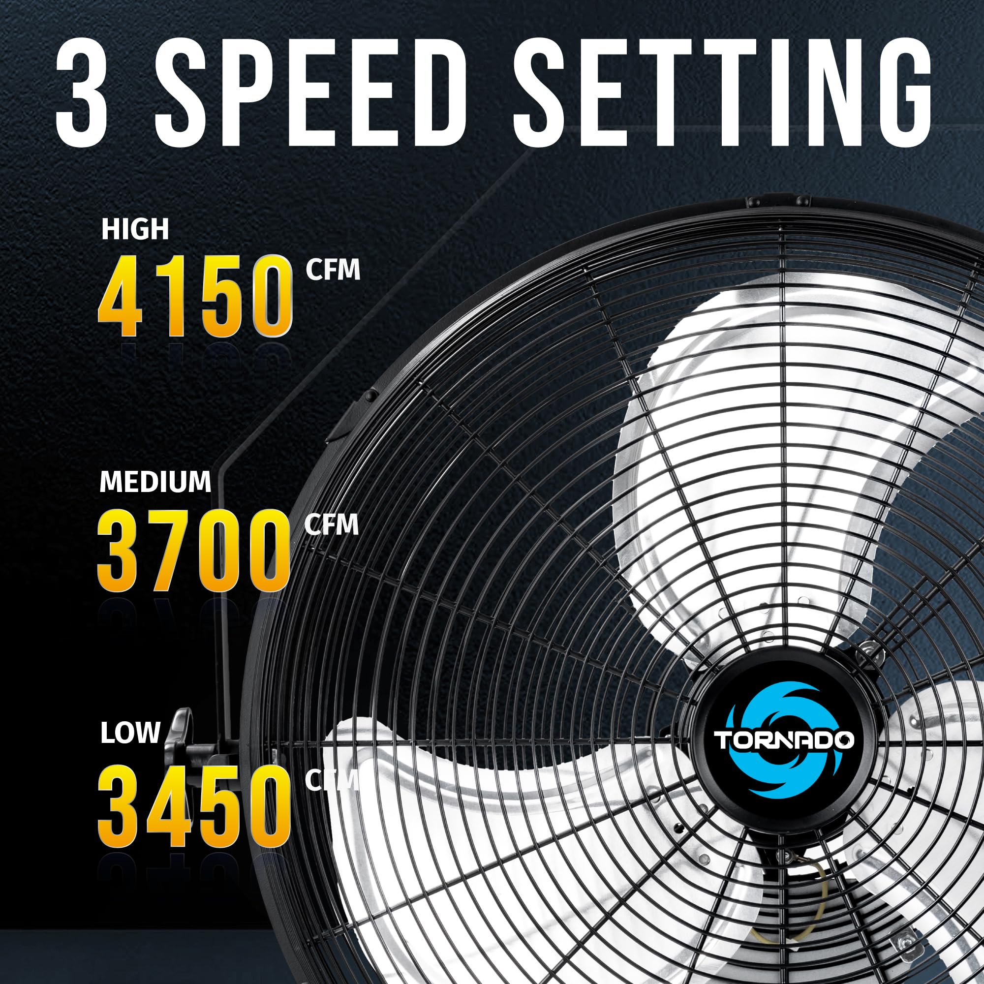 Tornado 2 Pack 18 Inch High Velocity Industrial Wall Fan With Teao Enclosure Motor   4000 Cfm   3 Speed   6.5 Ft Cord   Industri