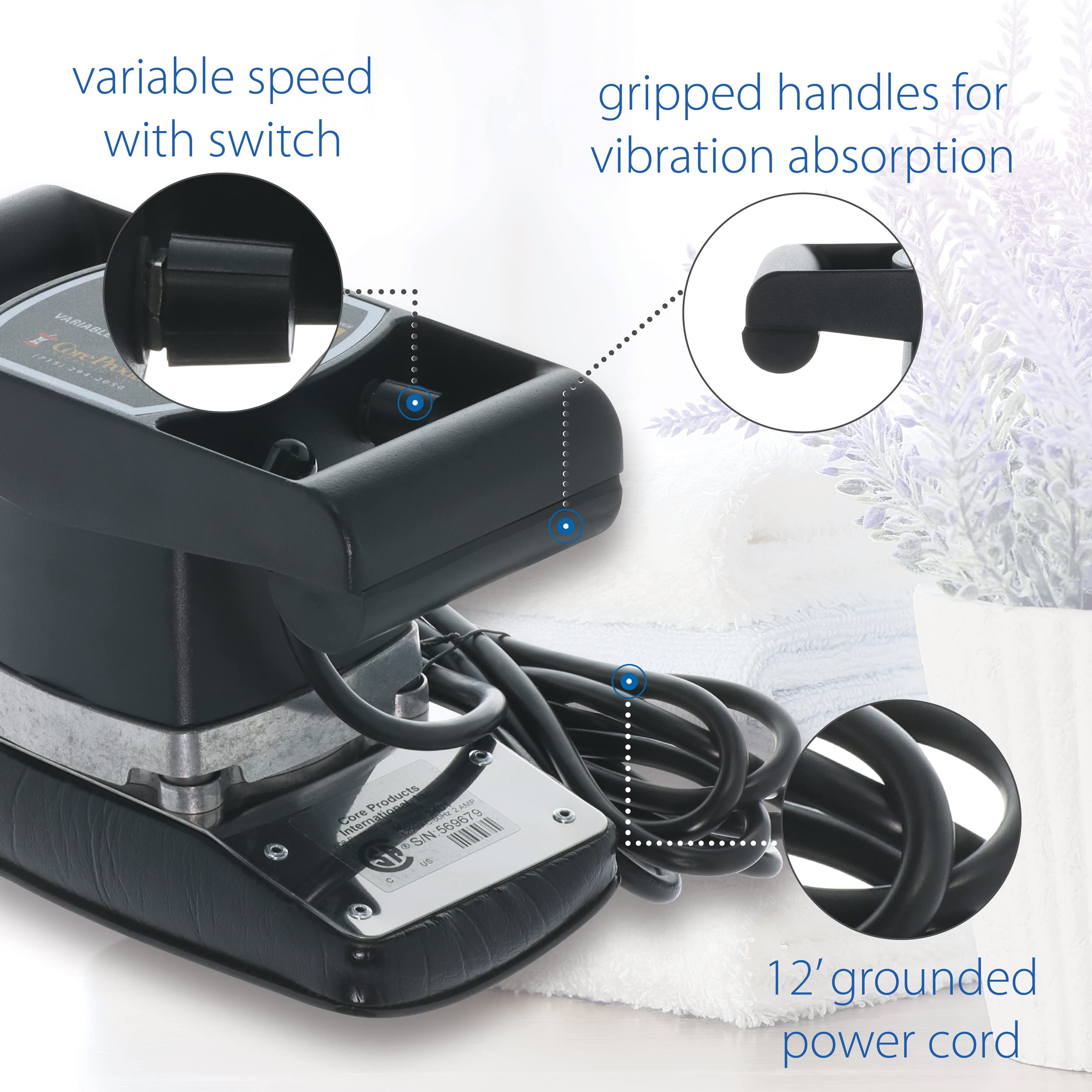 Core Products Jeanie Rub Variable Speed Massager, Premium Quality Deep Tissue Back & Shoulder Massager For Pain Relief, Body Mas