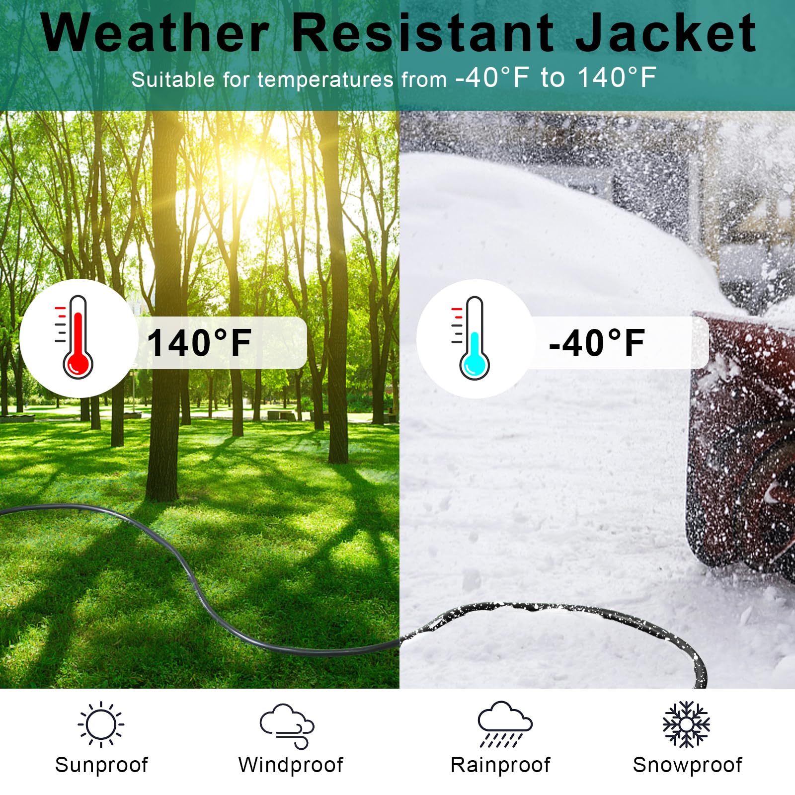 25Ft Black Outdoor Extension Cord With Flat Plug   Single Waterproof Outside Sjtw 16Gauge Extension Cord, Rating For 125V 13A 16