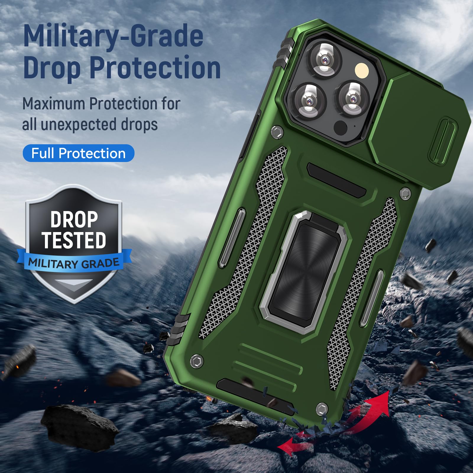 Sefing Phone Case For 16 Pro Case Iphone 16 Pro Phone Case With Camera Lens Cover, With Ring Holder Kickstand, Fit Magnet Car Mo