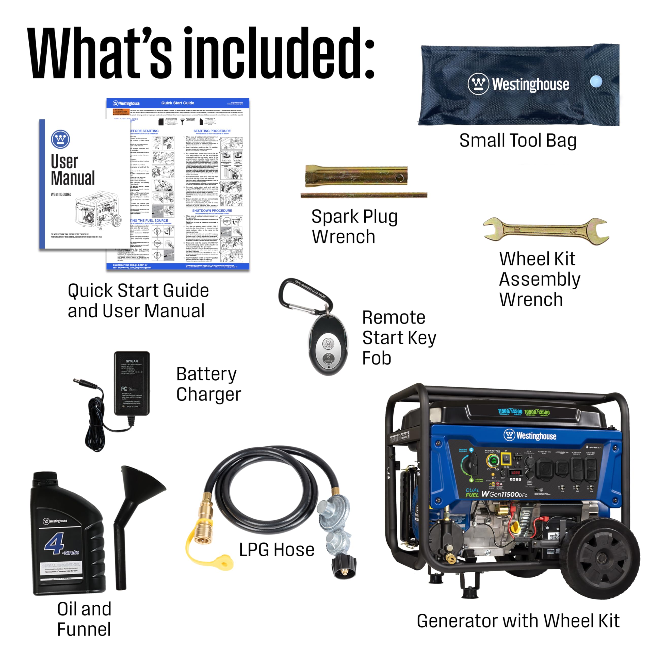 Westinghouse Outdoor Power Equipment 14500 Peak Watt Dual Fuel Home Backup Portable Generator, Remote Electric Start, Transfer S