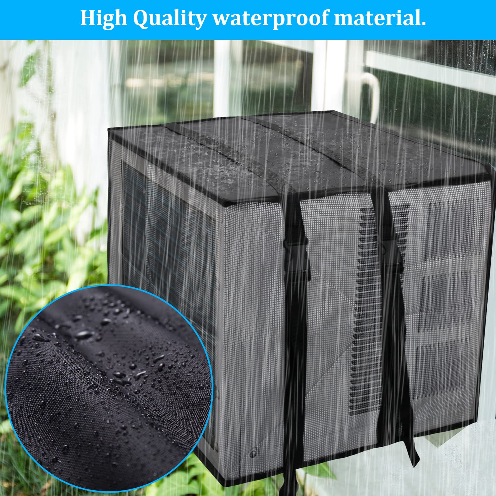 Luxiv Newest Design Mesh Window Air Conditioner Cover Outdoor, Support Window Ac Unit Work Use For Outside Window Ac Cover Black