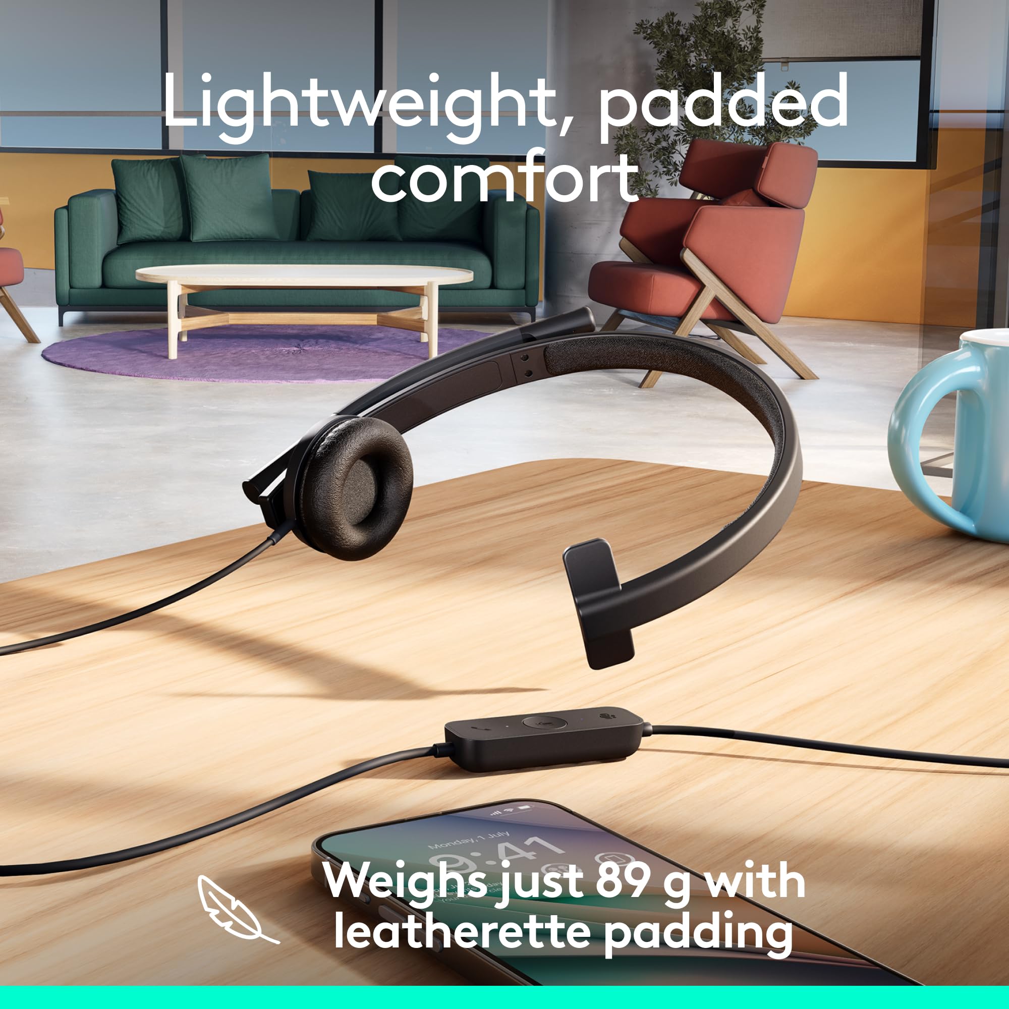 Logitech H570E Usb Headset With Microphone For Pc And Mac, Usb-A Wired Headset With Mono Sound, Noise-Canceling Mics And Inline