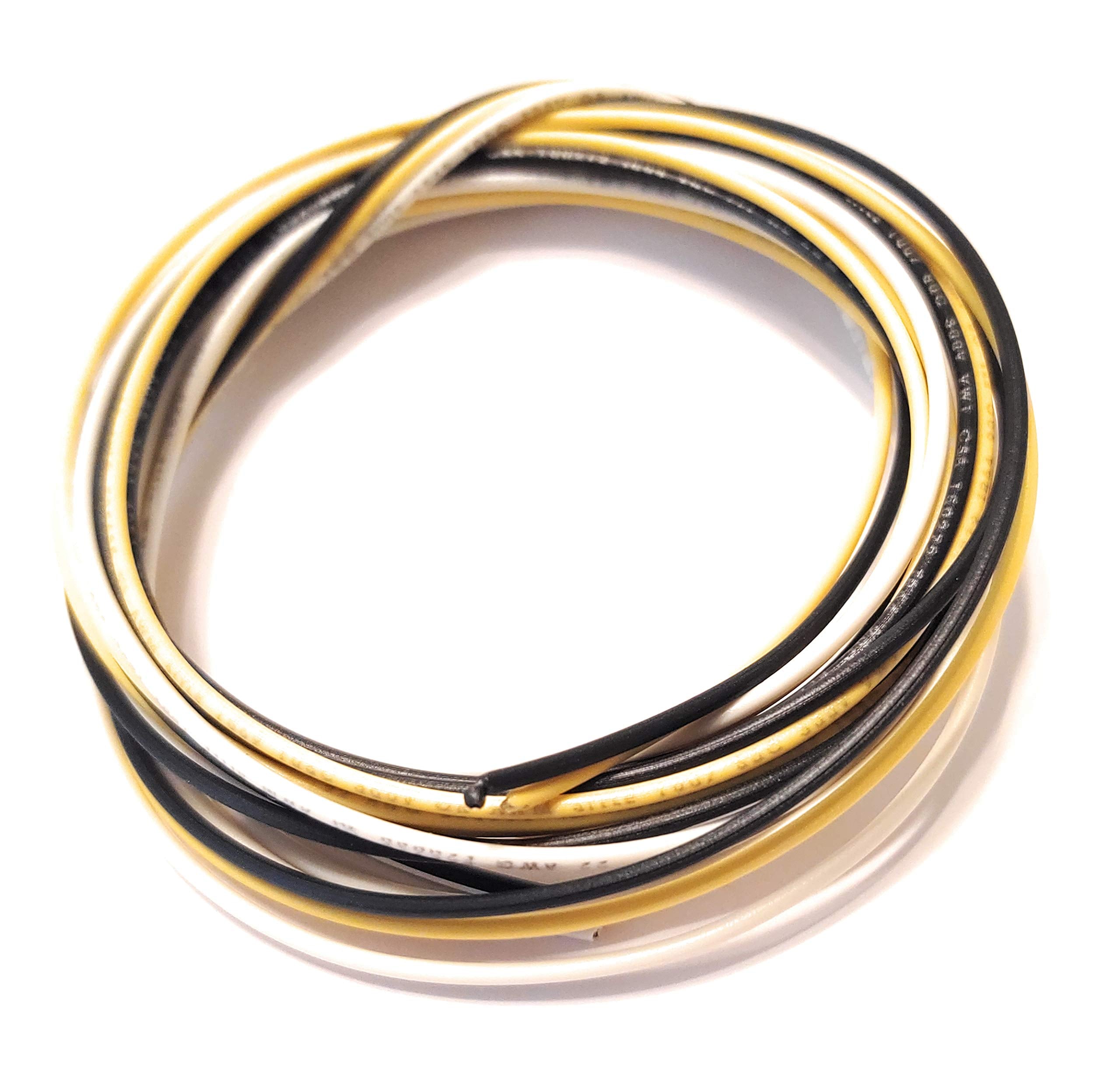 Axegrinderz 22 Ga Handy Pack Of Pvc Coated Guitar Wire 22 Gauge Black   White   Yellow (15 Feet)