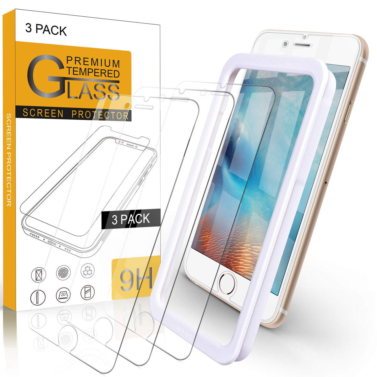 Arae Screen Protector For Iphone 7 Plus / 8 Plus, Hd Tempered Glass, Anti Scratch Work With Most Case, 5.5 Inch, 3 Pack