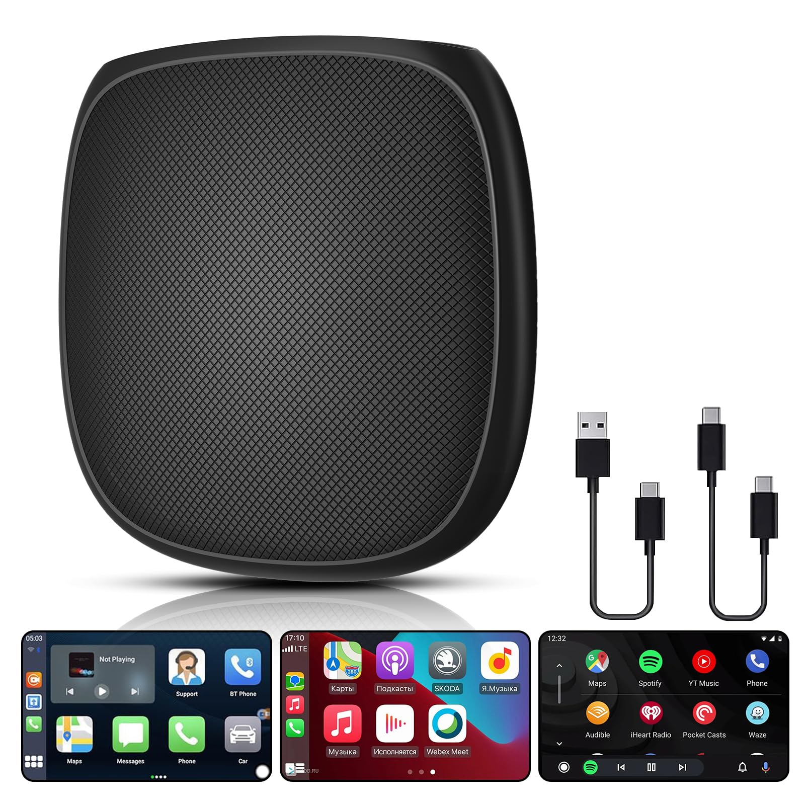 3 In 1 Wireless Carplay Adapter, 2024 Upgraded Magic Box Android Auto/Carplay Wireless Adapter Wifi Connect, Plug Play, Support