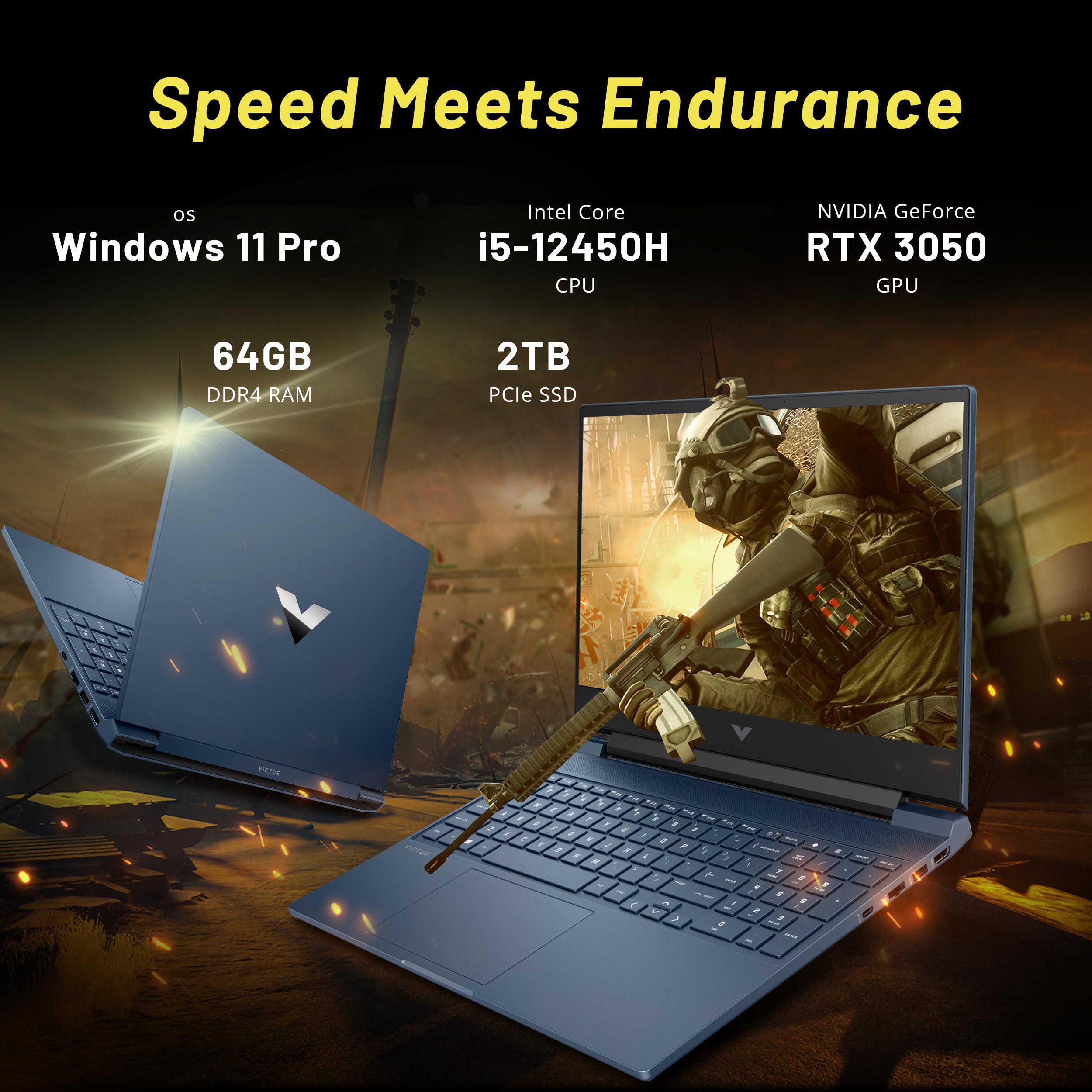 Hp Victus 15.6'' 144Hz Fhd Gaming Laptop, Intel I5-12450H, Nvidia Geforce Rtx 3050, 64Gb Ram, 2Tb Pcie Ssd, Backlit Keyboard, Nu