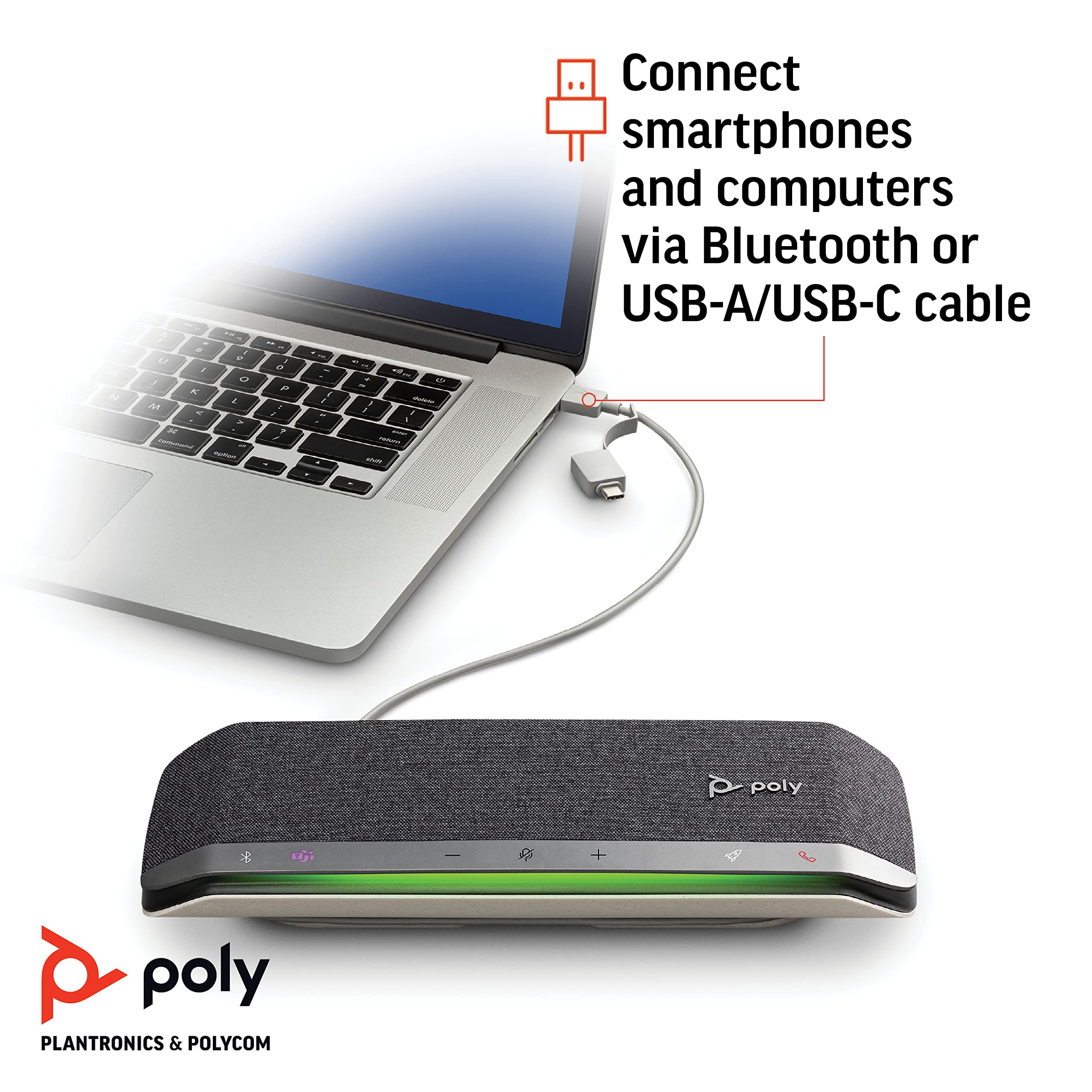 Poly - Sync 40 Smart Speakerphone (Plantronics) - Flexible Work Spaces - Connect To Pc/Mac Via Combined Usb-A/Usb-C Cable And Sm