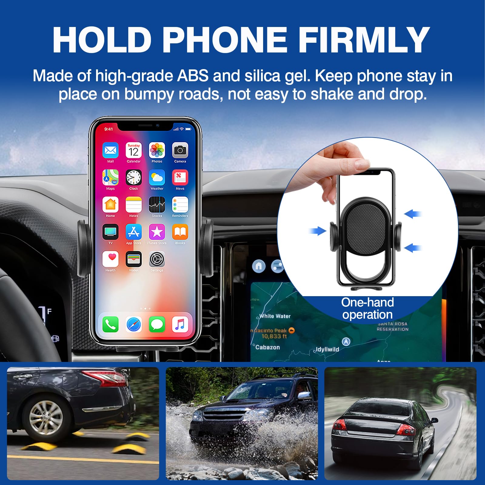 Autorder Car Phone Holder For 2024 2025 Ford Ranger Accessories Phone Mount Cell Phone Car Mount Automobile Phone Stabilizer 360