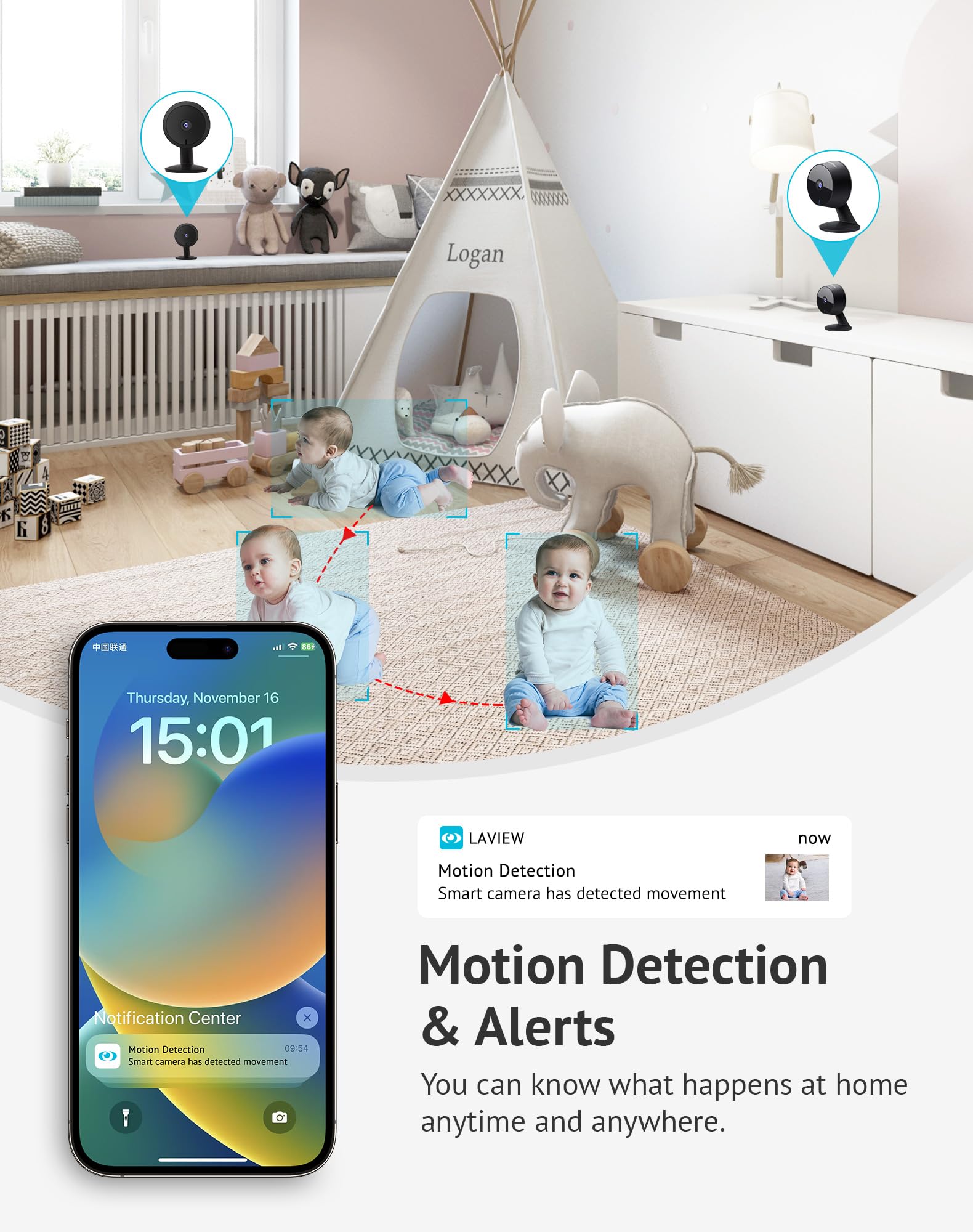 Laview 4Mp 2K Cameras For Home Security Indoor, 5G& 2.4Ghz Home Security Camera For Baby/Elder/Pet/Nanny,Baby Cam Starlight Sens