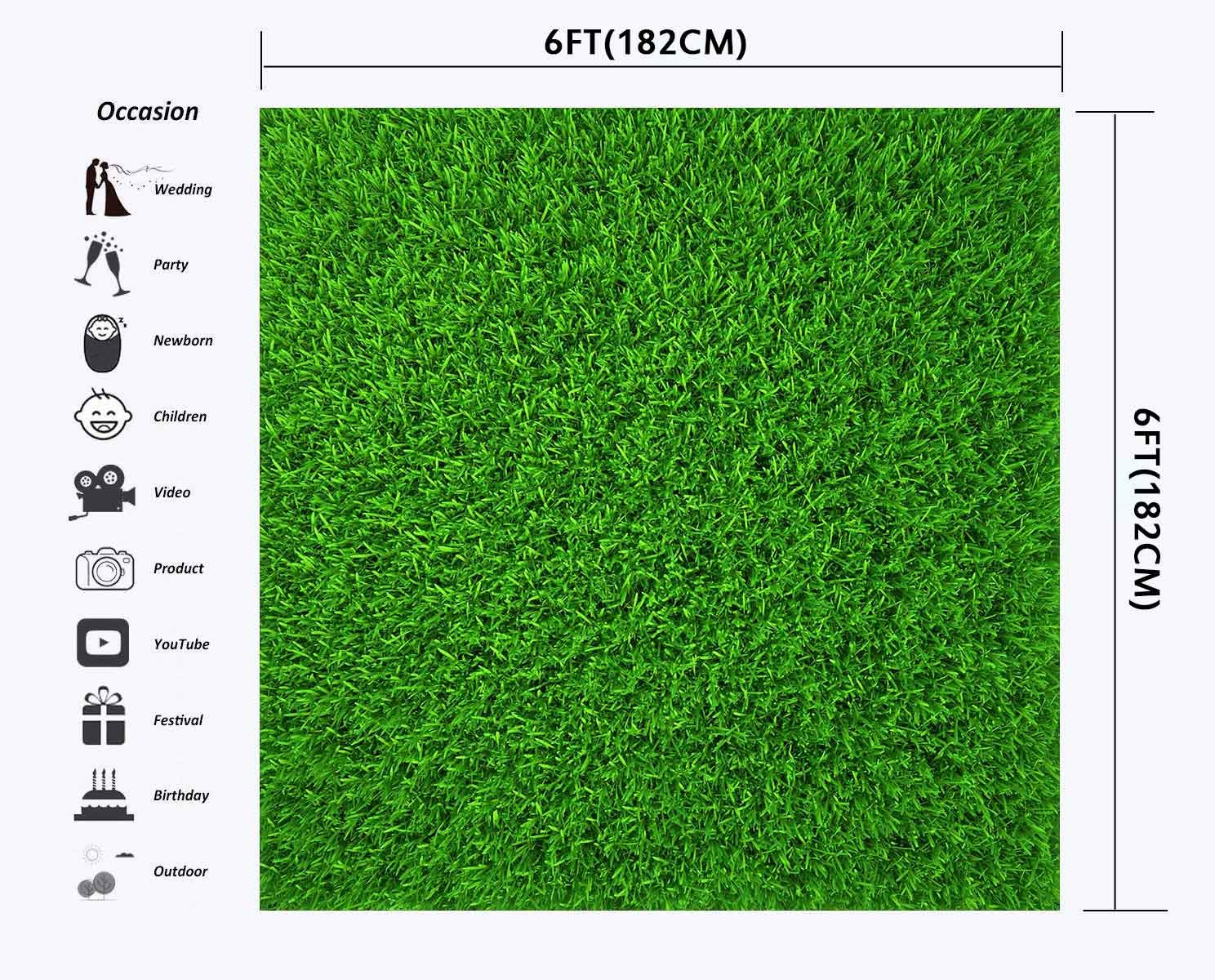 Nature Green Grass Backdrops For Photography 6X6Ft Spring Realistic Grass Lawn Backgrounds For Baby Shower Birthday Party Photos