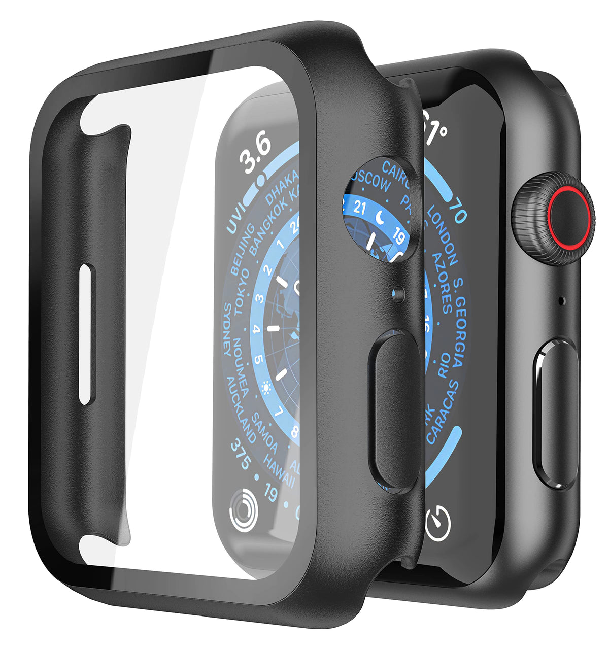 Misxi 2 Pack Hard Pc Case With Tempered Glass Screen Protector Compatible With Apple Watch Series 9 (2023) Series 8 Series 7 41M