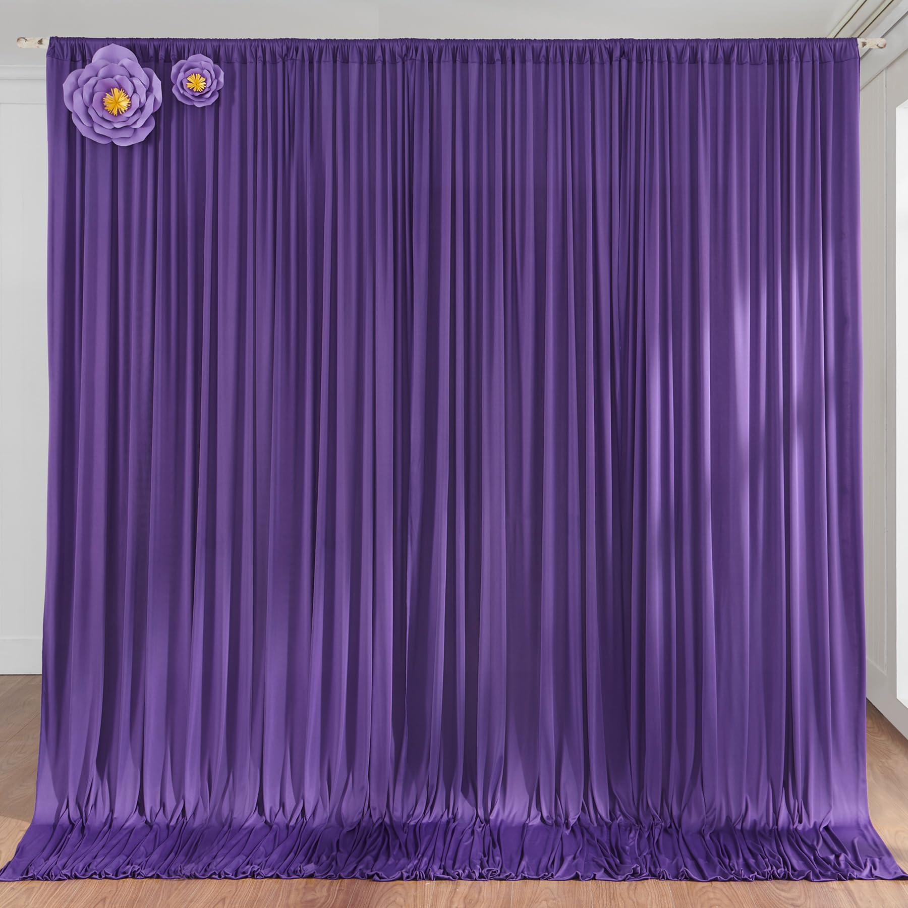 10Ft X 10Ft Wrinkle Free Purple Backdrop Curtain For Parties, Polyester Backdrop Drapes Panels 2 Panels 5X10Ft For Photography B